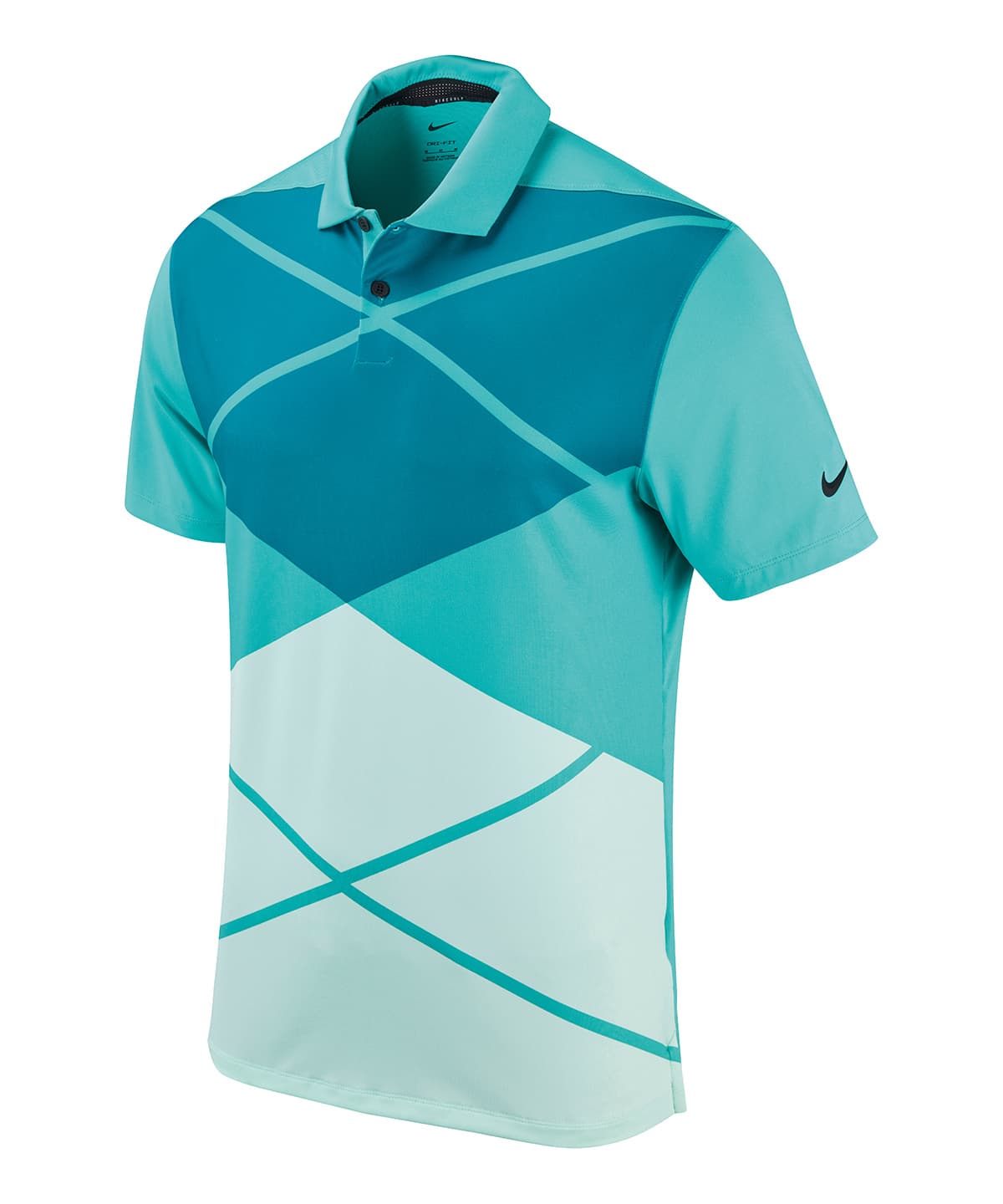 Nike Vapor argyle print polo — Size 2XL, Colour Washed Teal/Black