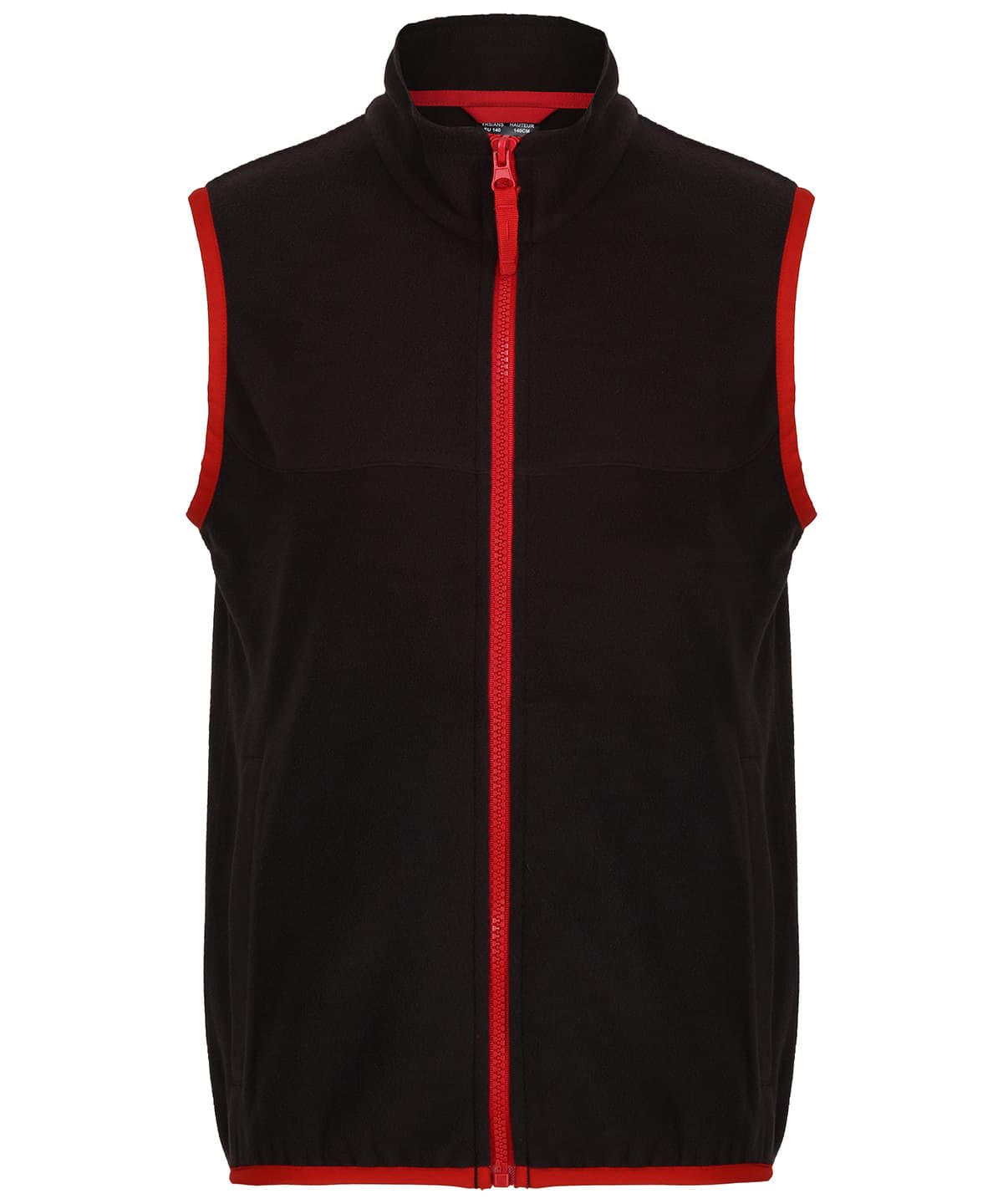 Kids microfleece bodywarmer — Size 11/12, Colour Black/Classic Red