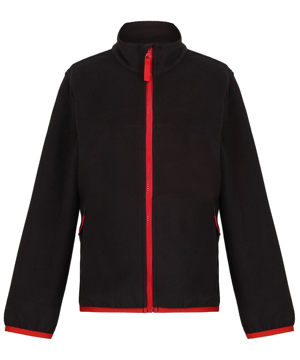 Kids full-zip microfleece — Size 11/12, Colour Black/Classic Red