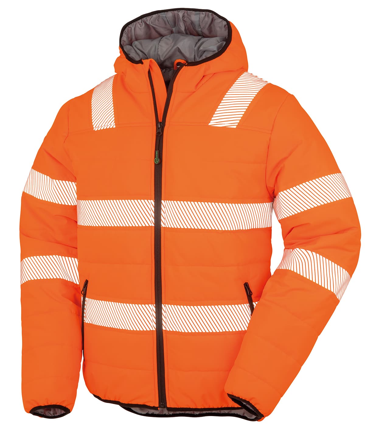 Recycled ripstop padded safety jacket — Size 2XL, Colour Fluorescent Orange