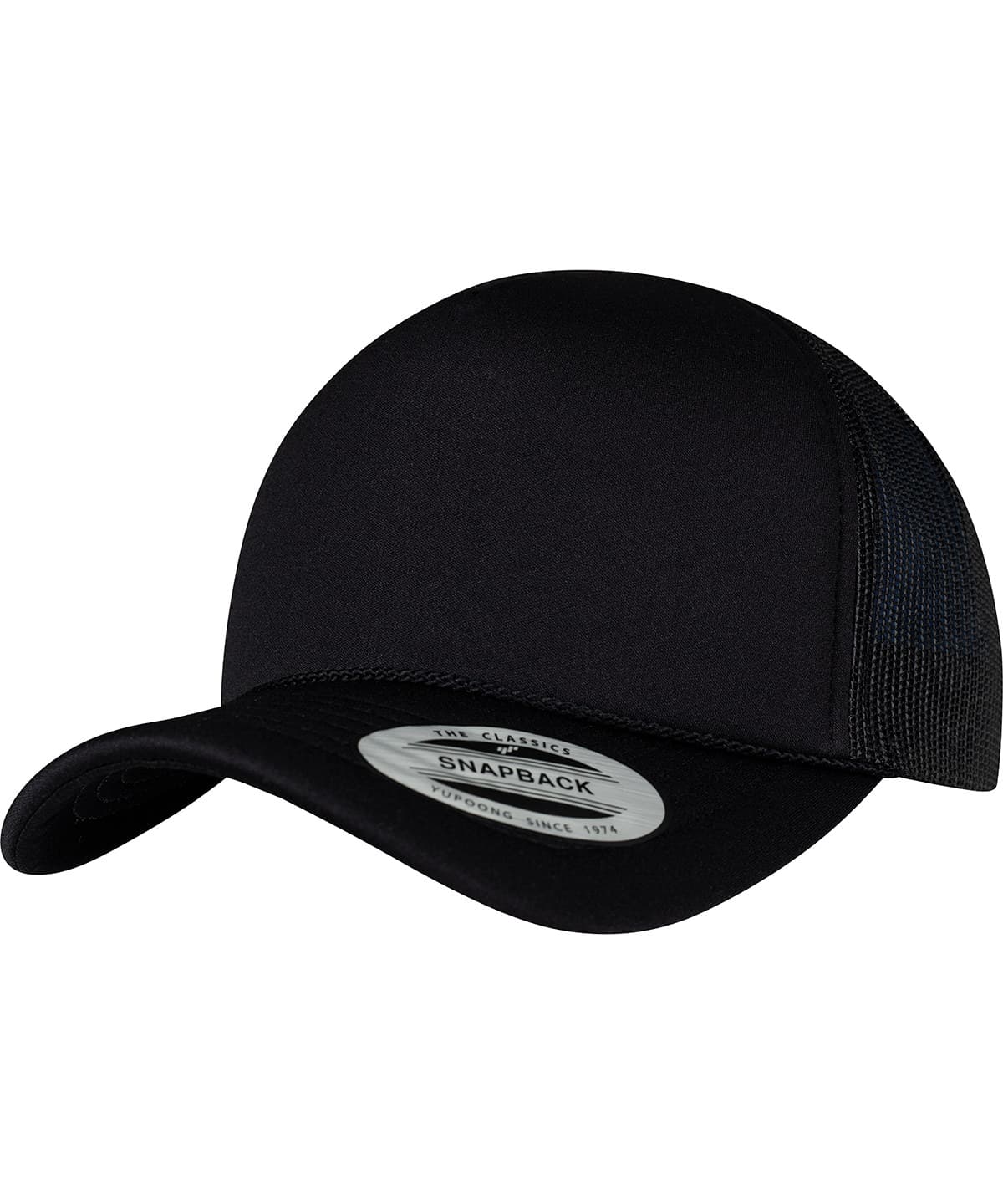 Foam trucker cap curved visor (6005FC) — Size One size, Colour Black/Black/Black