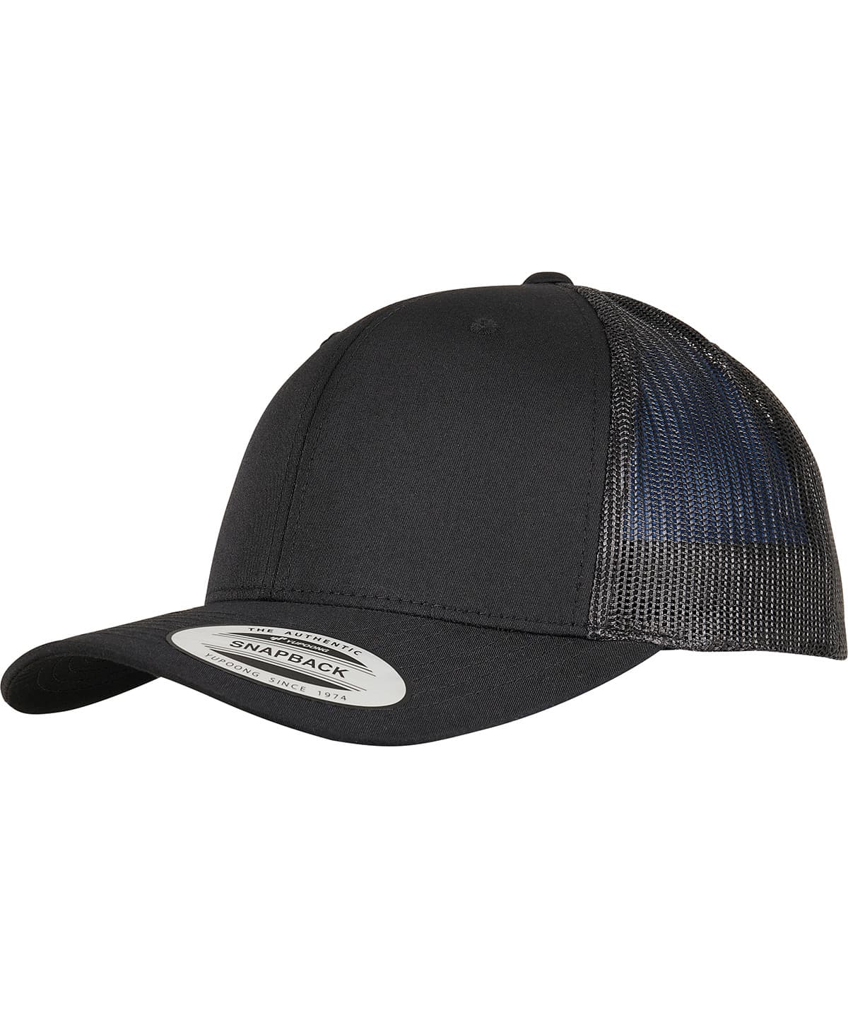 Trucker recycled polyester fabric cap (6606TR) — Size One size, Colour Black