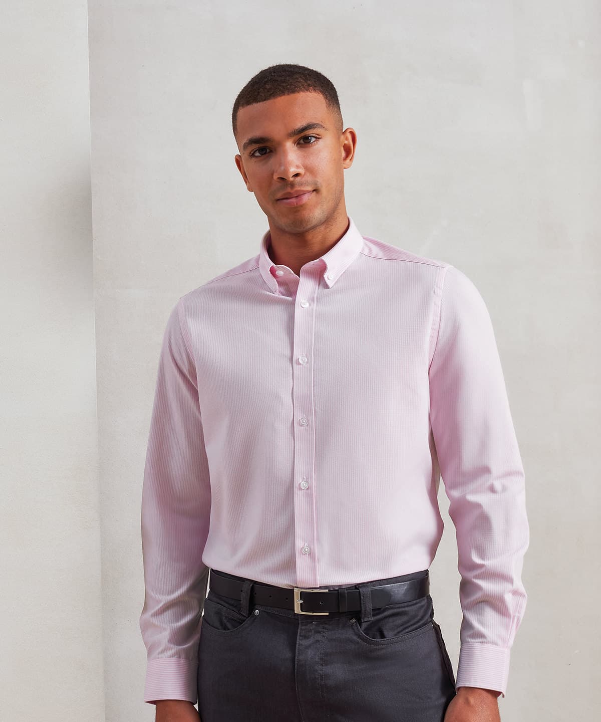 Cotton-rich Oxford stripes shirt