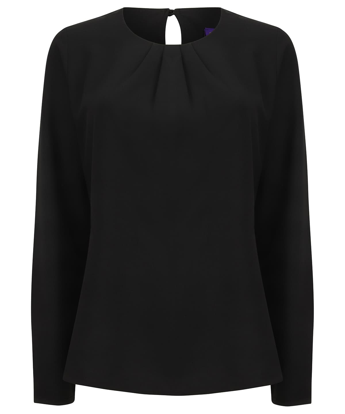 Women's pleat front long sleeve blouse — Size 2XL, Colour Black