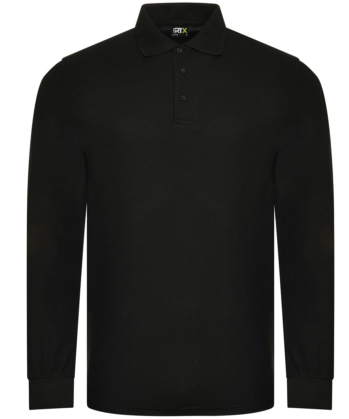 Pro long sleeve polo — Size 2XL, Colour Black