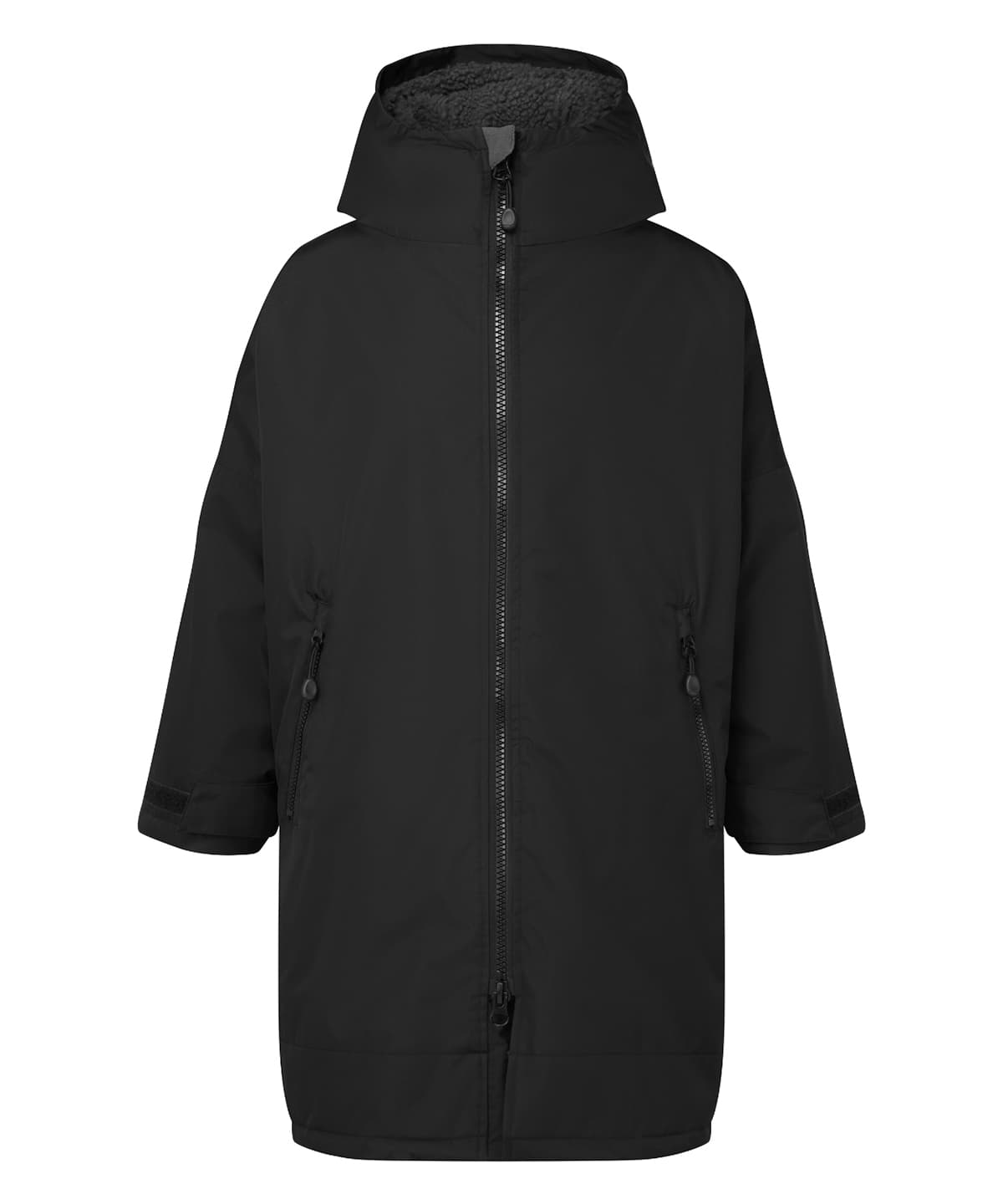 Kids TriDri® all seasons waterproof changing robe — Size 5/8, Colour Black/Charcoal