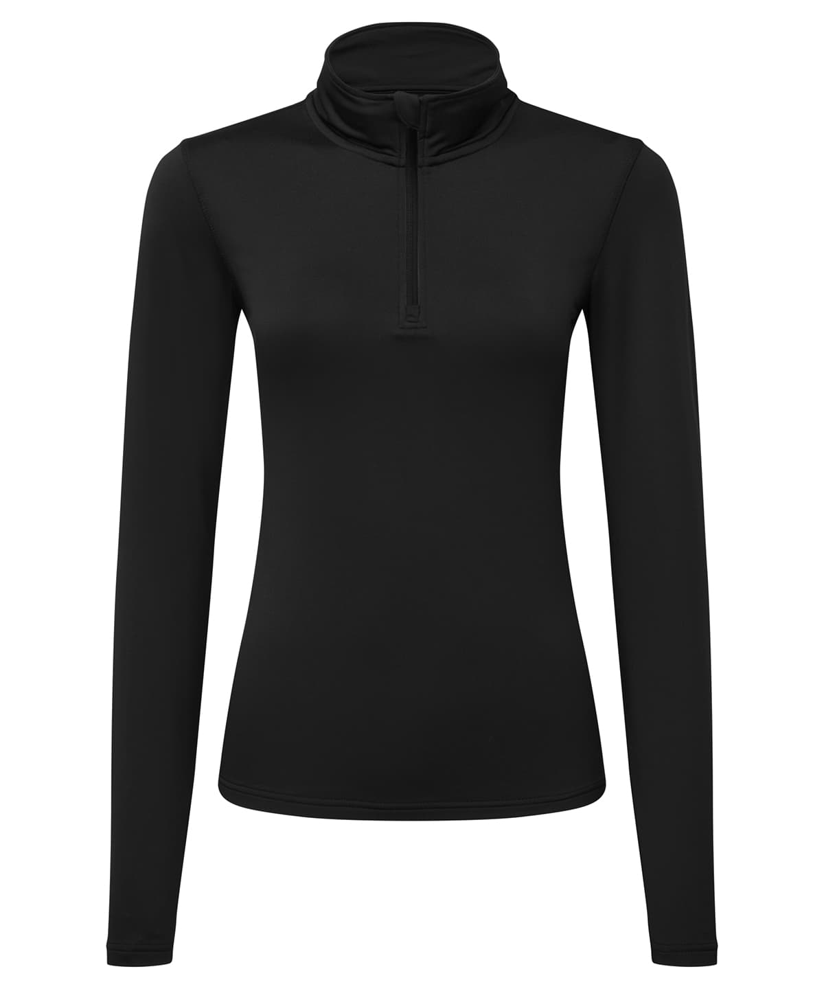 Women's TriDri® recycled long sleeve brushed back ¼ zip — Size L, Colour Black/Black