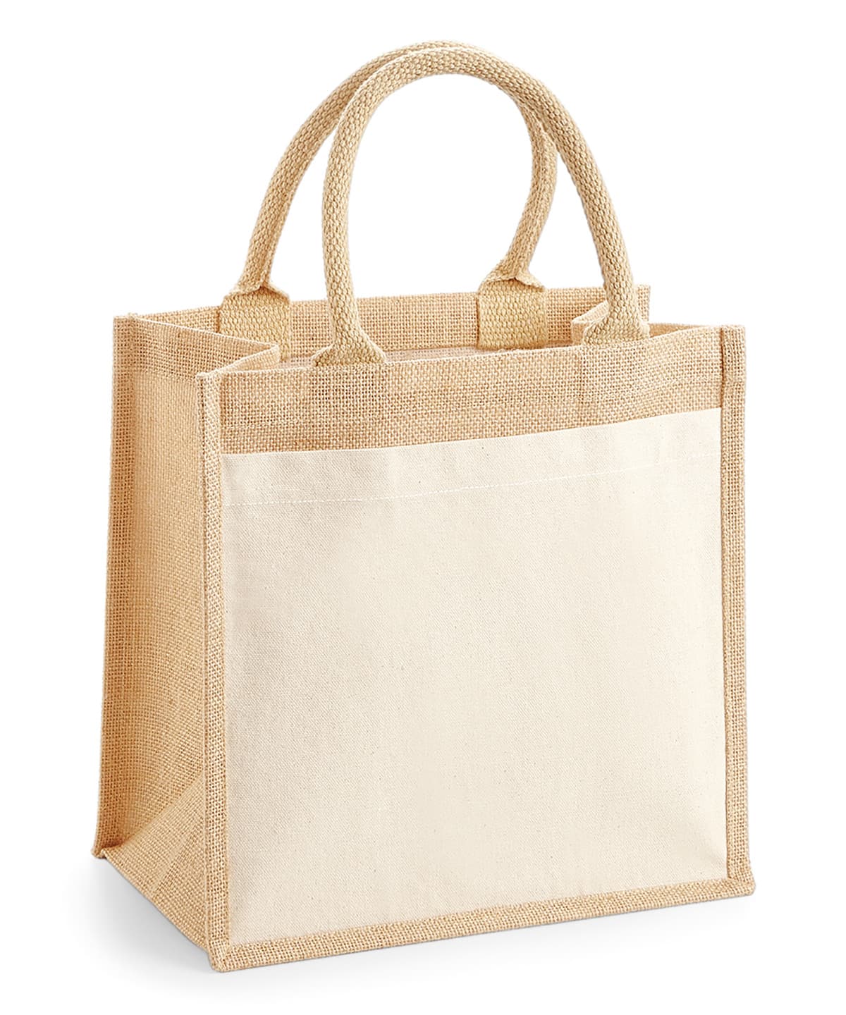 Cotton pocket jute midi tote — Size One Size, Colour Natural