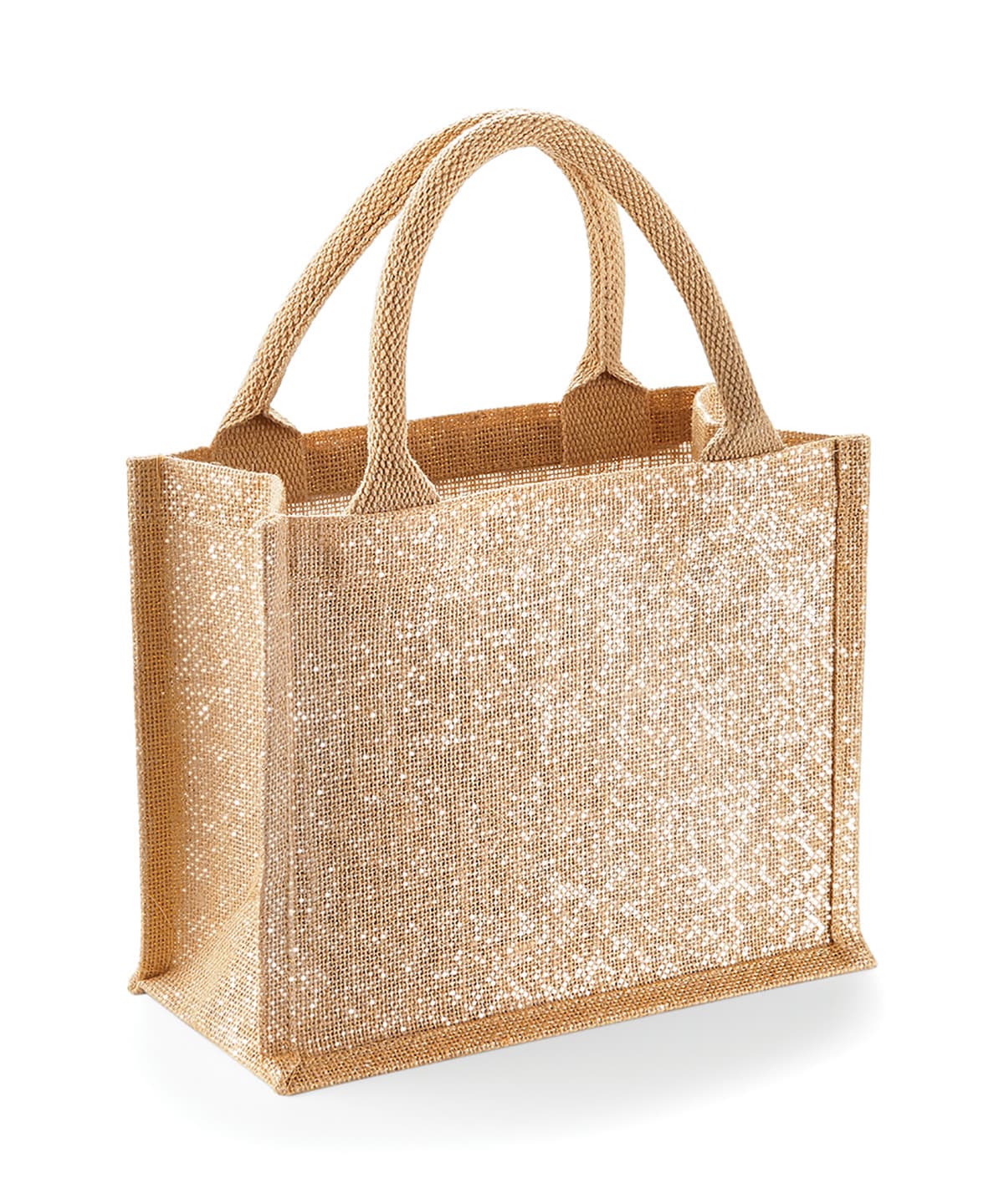 Shimmer jute mini gift bag — Size One Size, Colour Natural Gold