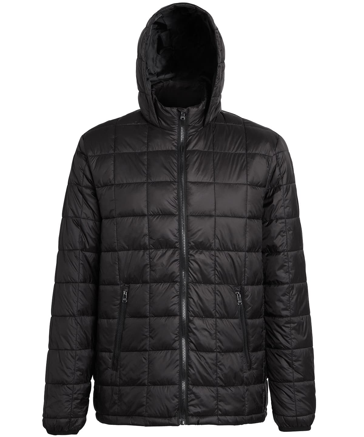 Box quilt hooded jacket — Size 2XL, Colour Black