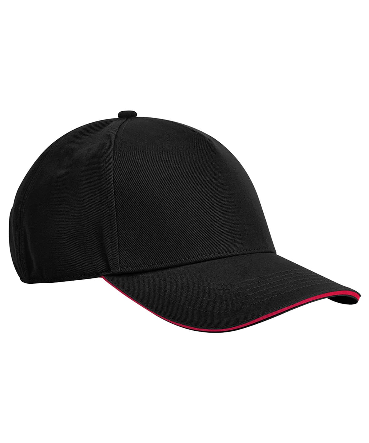 EarthAware® classic organic cotton 5-panel cap – sandwich peak — Size One size, Colour Black/Classic Red