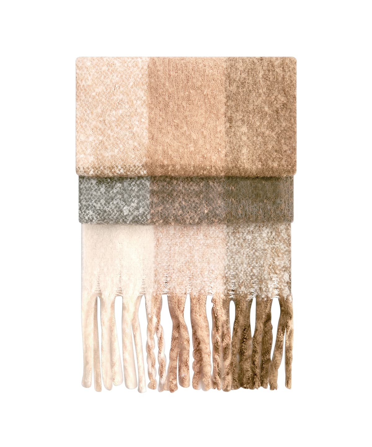 Fluffy check scarf — Size One size, Colour Brown Check