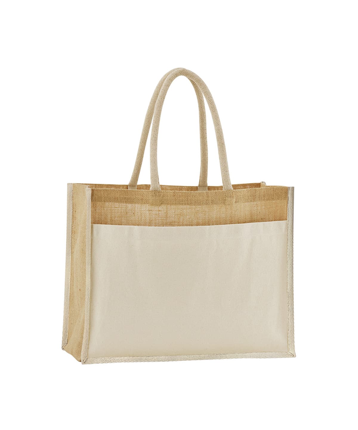 Cotton pocket natural starched jute shopper — Size One size, Colour Natural