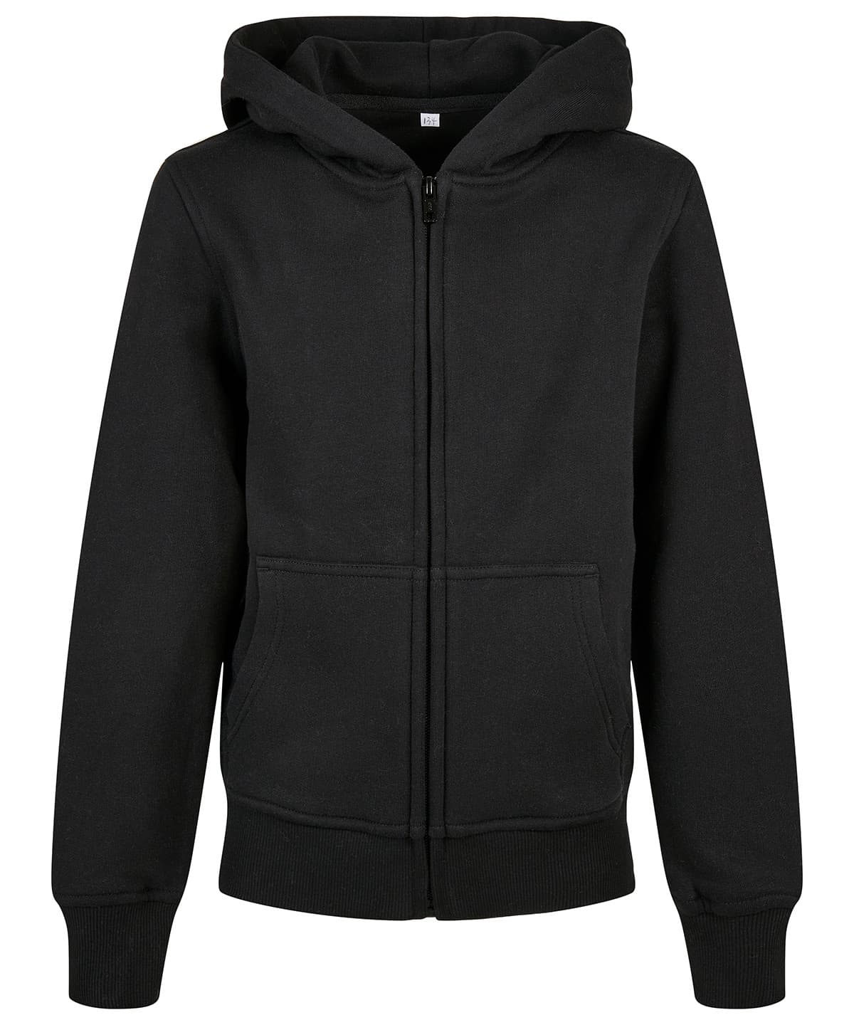 Organic kids basic zip hoodie — Size 11/12, Colour Black