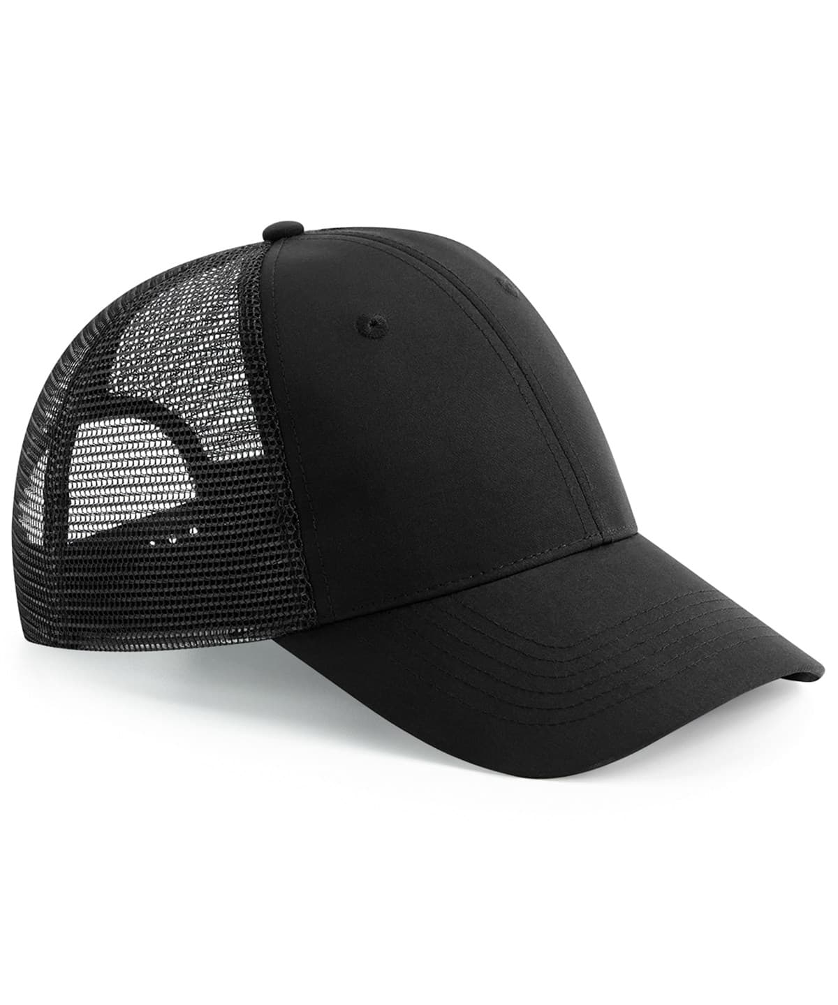 Recycled urbanwear 6-panel snapback trucker — Size One Size, Colour Black