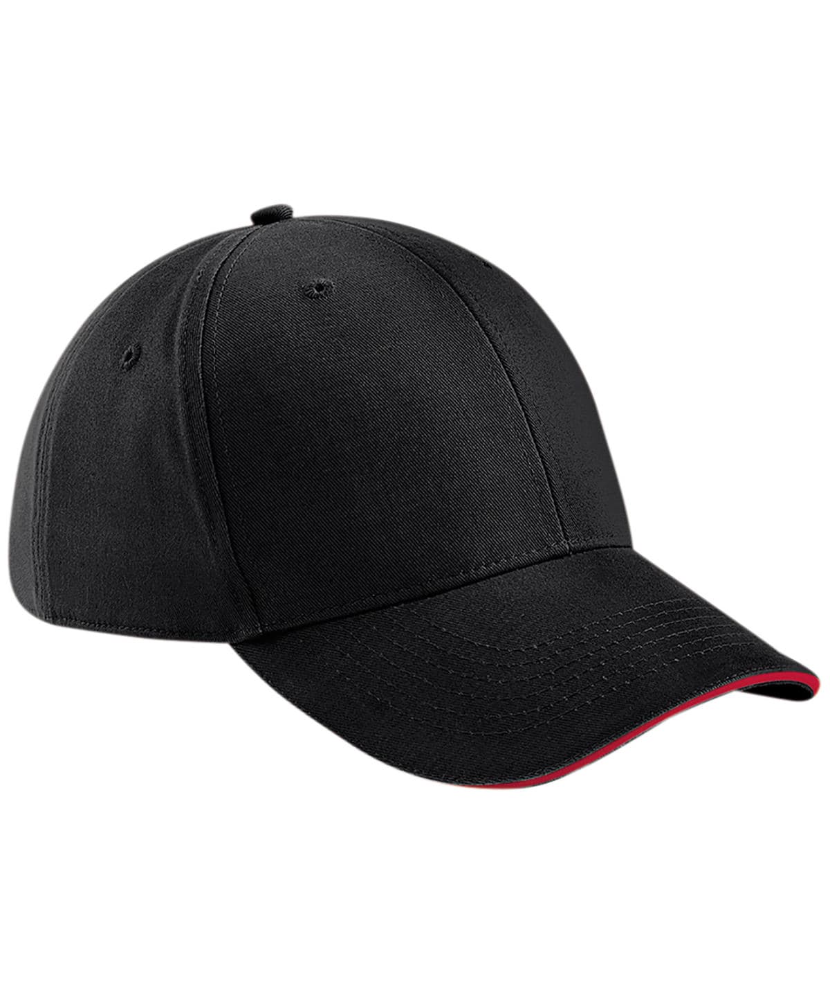 Athleisure 6-panel cap — Size One Size, Colour Black/Classic Red