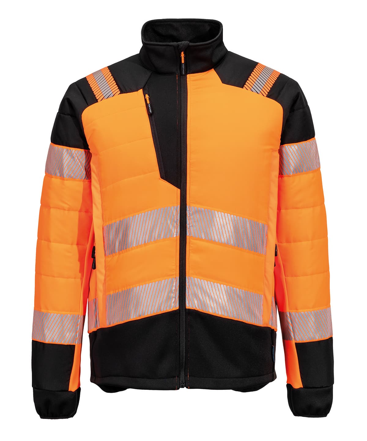 PW3 Hi-vis hybrid baffle jacket (T170) — Size 2XL, Colour Orange/Black