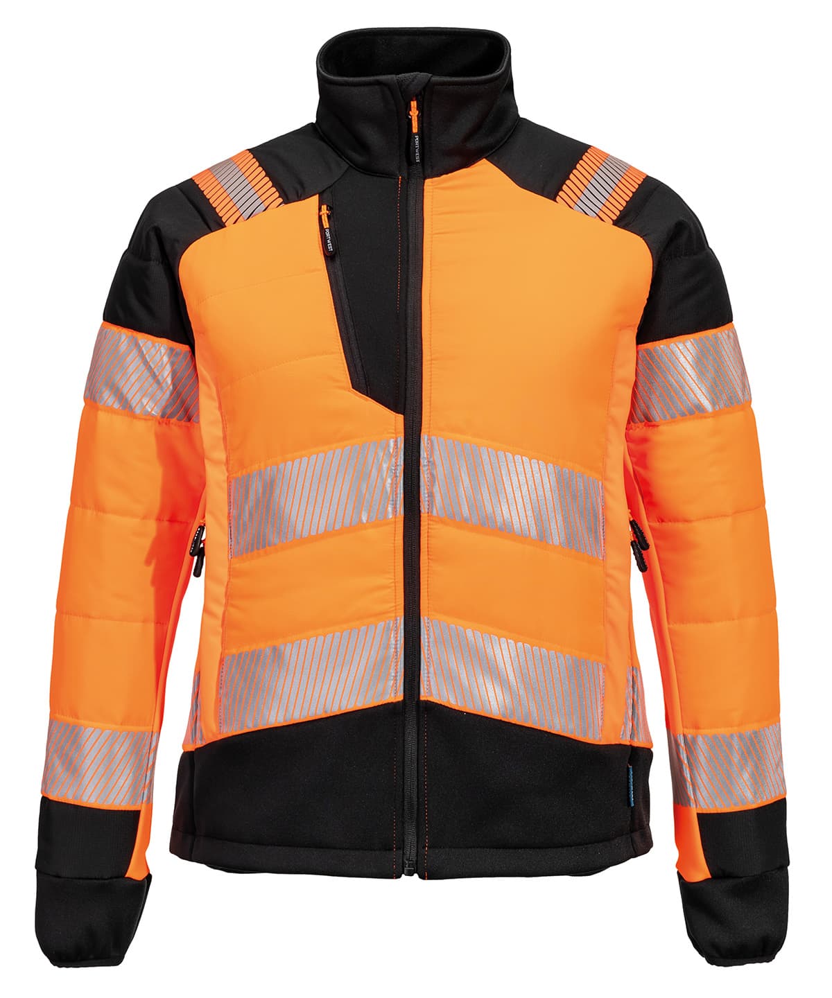 Women’s PW3 Hi-vis hybrid baffle jacket (T171) — Size 2XL, Colour Orange/Black