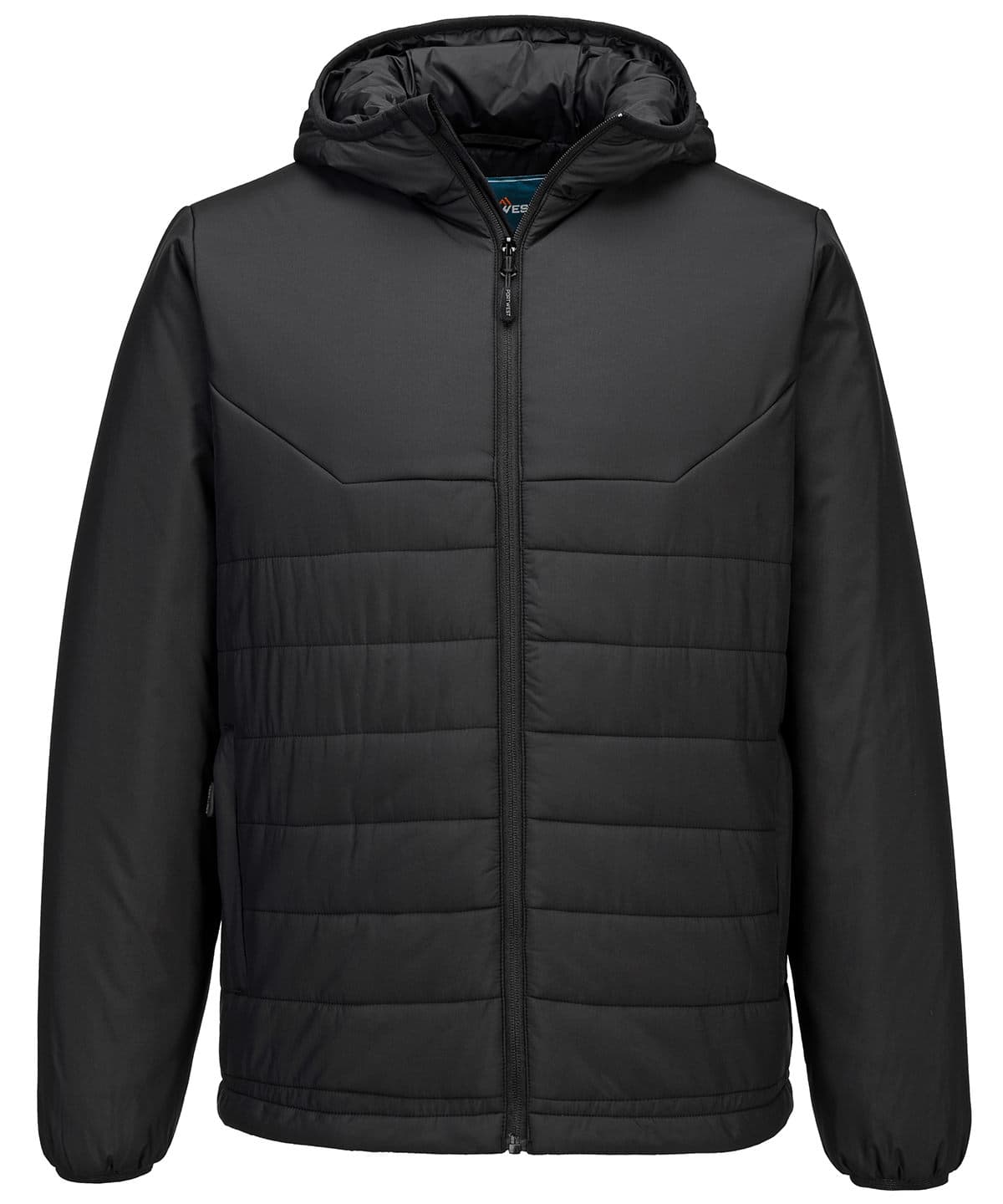 Professional hooded insulated baffle jacket (S608) — Size 2XL, Colour Black