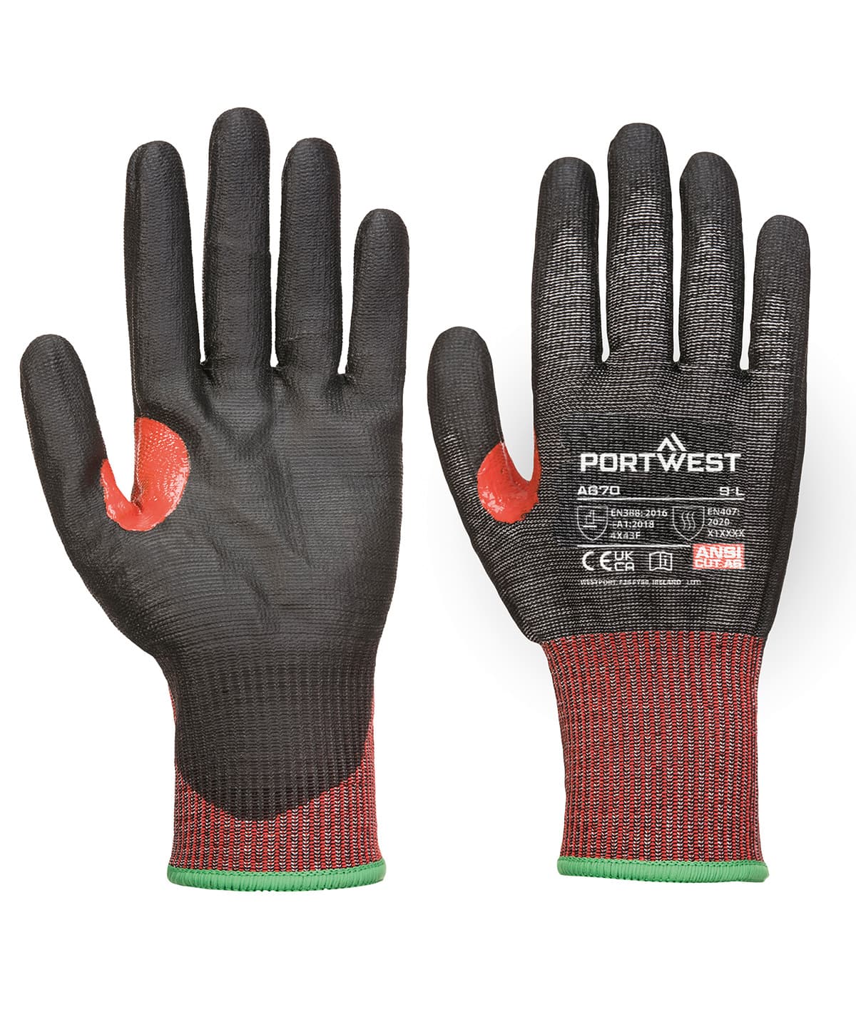 CS cut F13 PU gloves (A670) — Size 2XL, Colour Black
