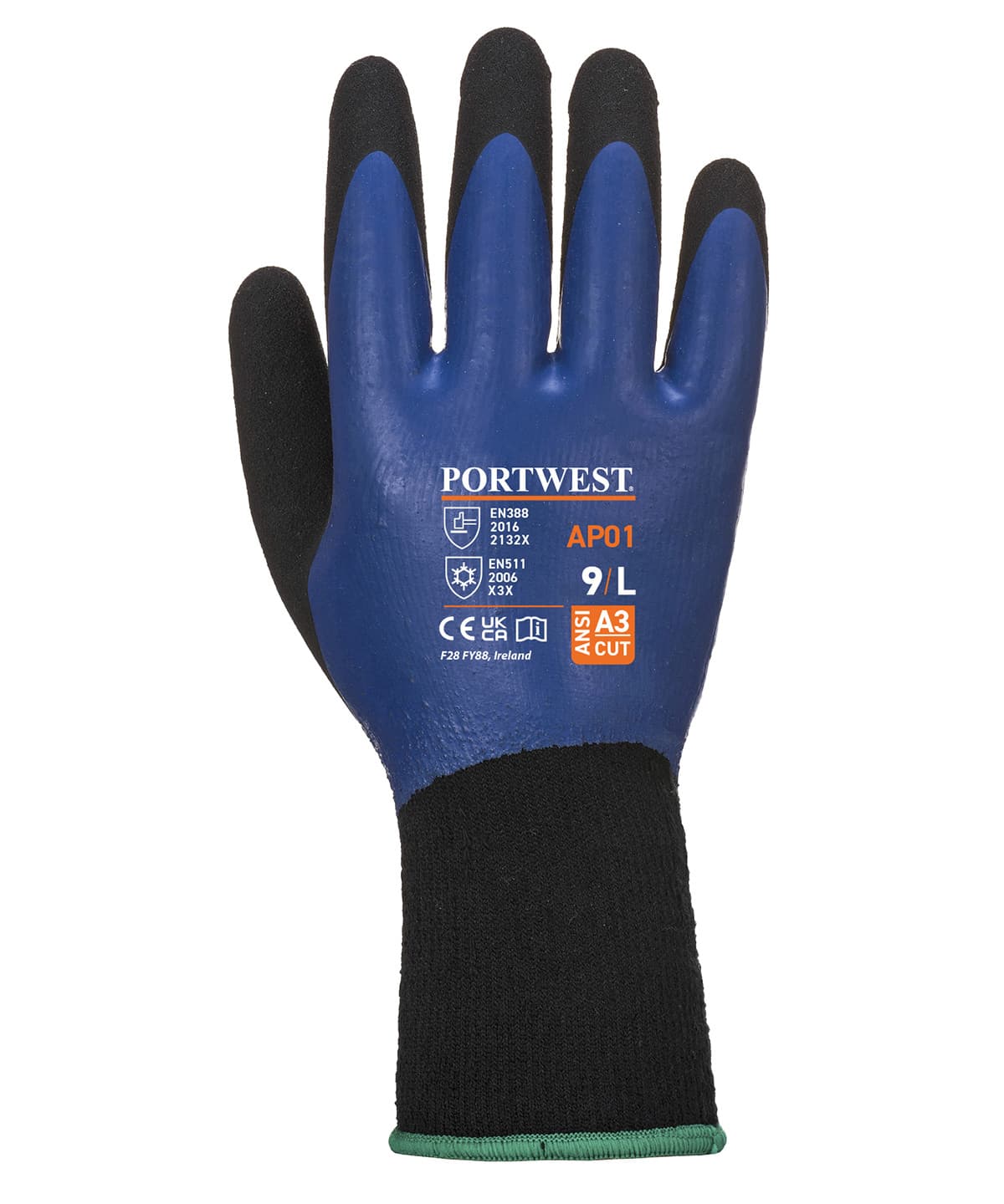 Cold 13 Latex aqua gloves (AP01) — Size 2XL, Colour Blue/Black