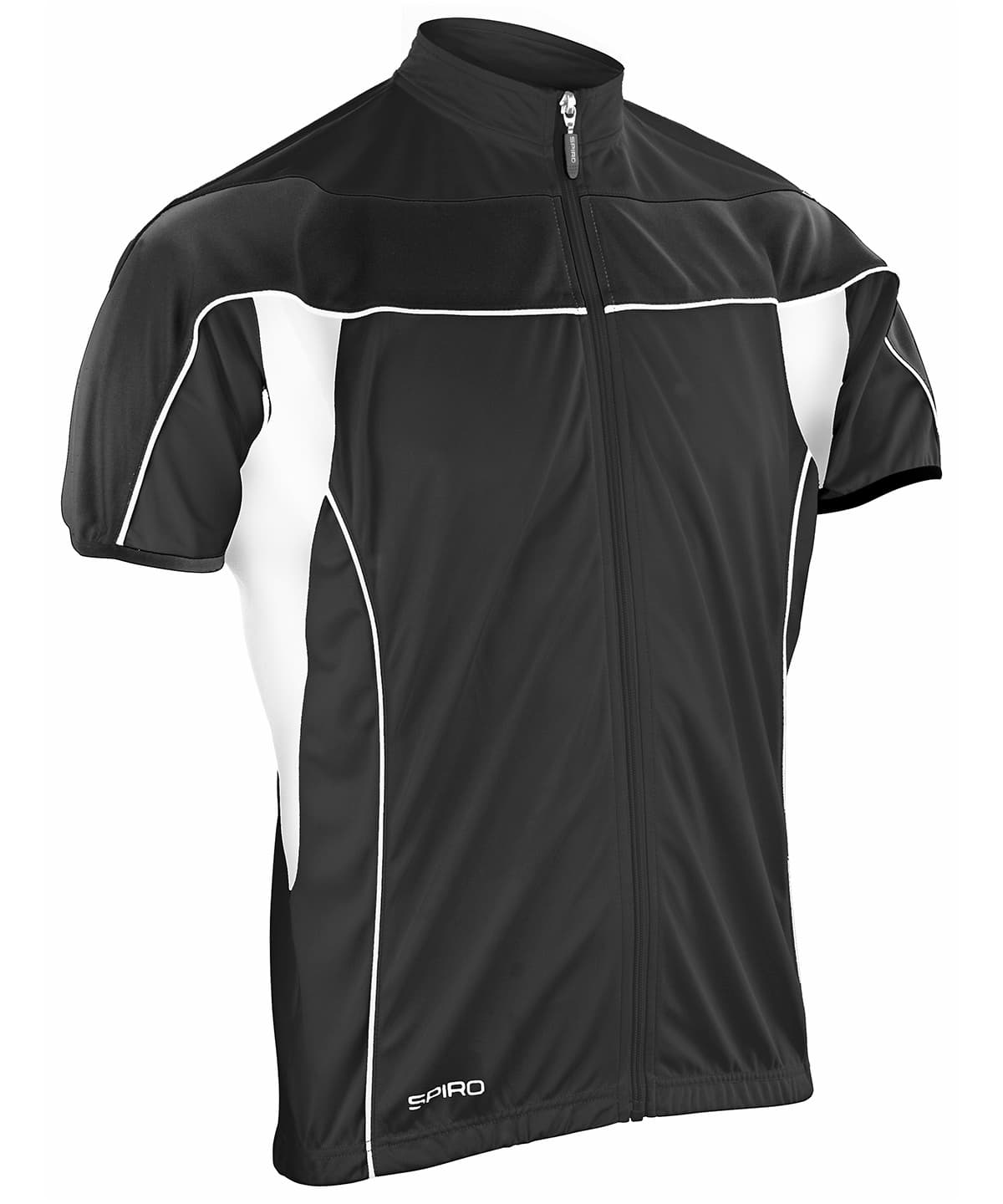 Spiro bikewear full-zip top — Size 2XL, Colour Black/White