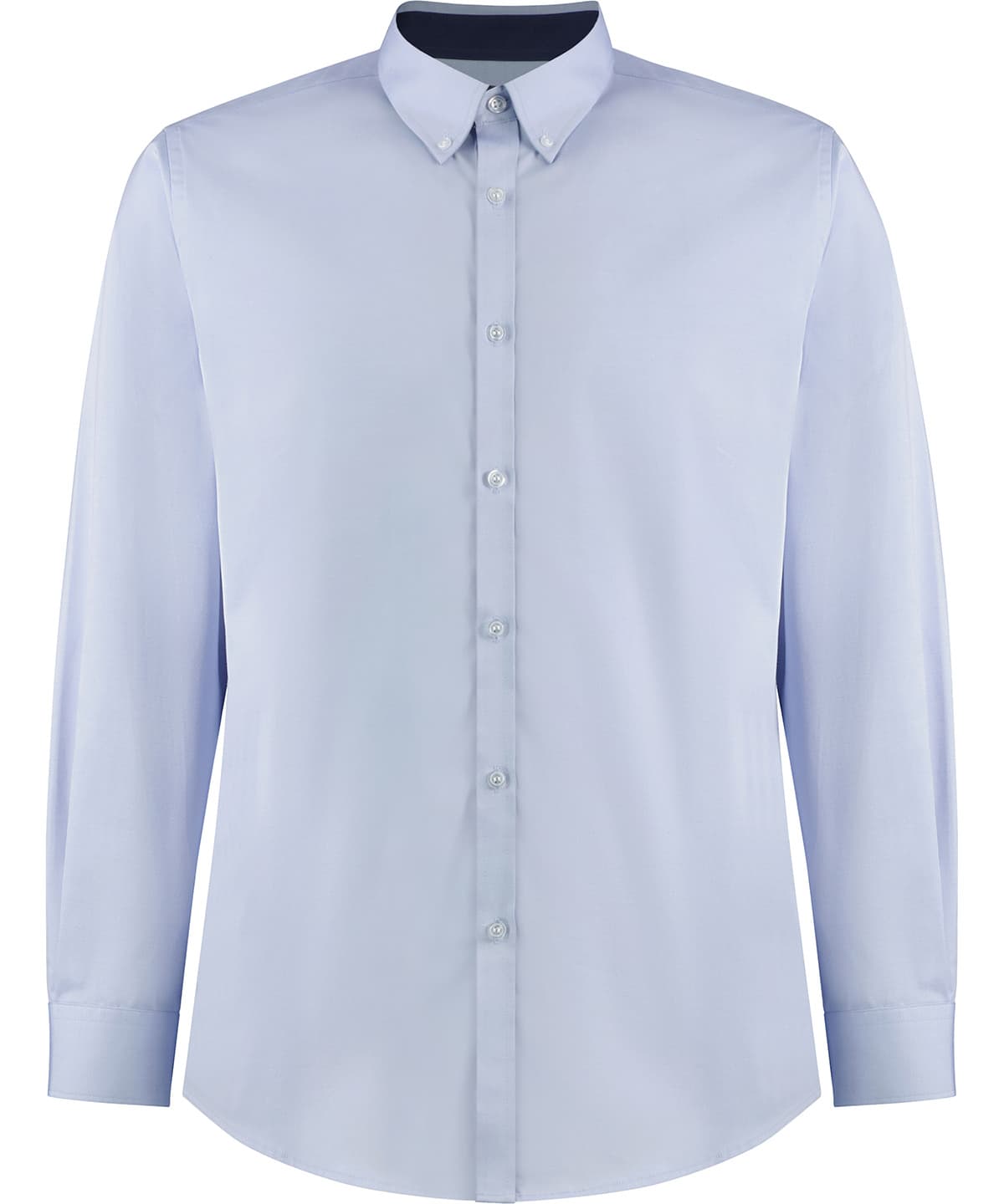 Contrast premium Oxford shirt (button-down collar) long-sleeved (tailored fit) — Size 2XL, Colour Light Blue/Navy