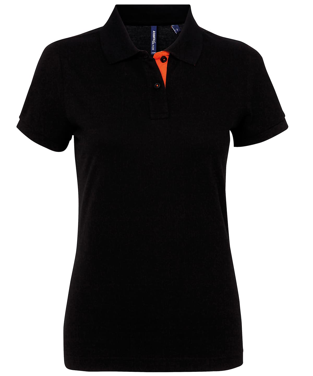 Women's contrast polo — Size 2XL, Colour Black/Orange