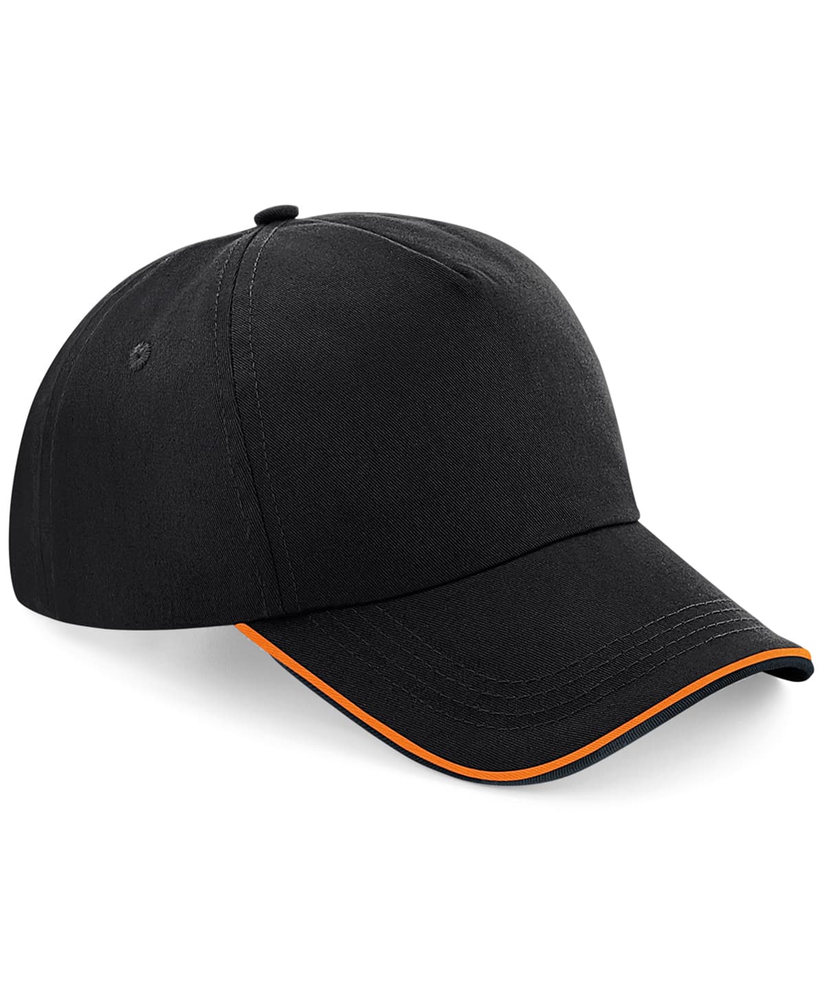 Authentic 5-panel cap - piped peak — Size One Size, Colour Black/Orange