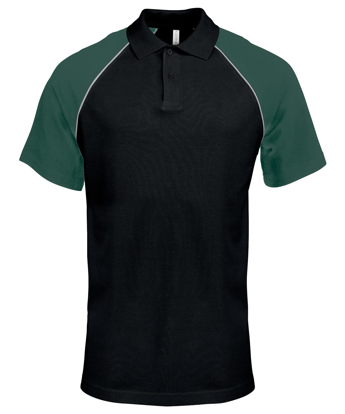 Polo baseball contrast polo shirt — Size 2XL, Colour Black/Light Grey/Green