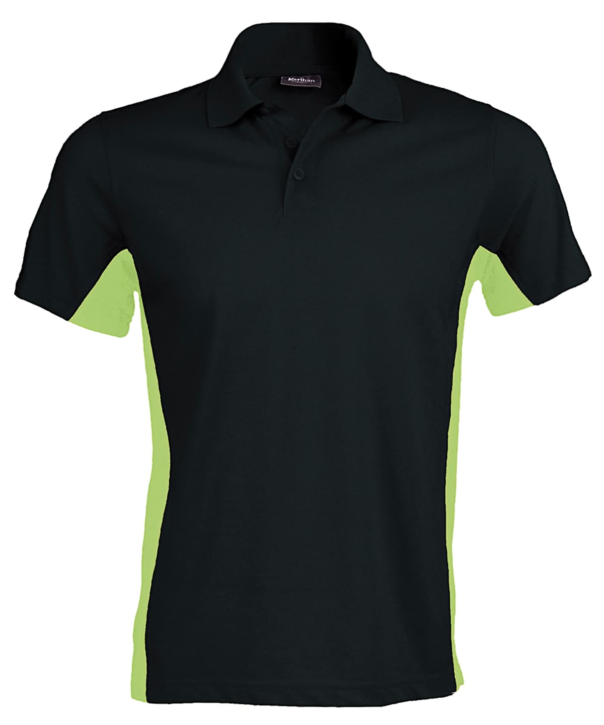 Flags short sleeve bi-colour polo shirt — Size 2XL, Colour Black/Lime