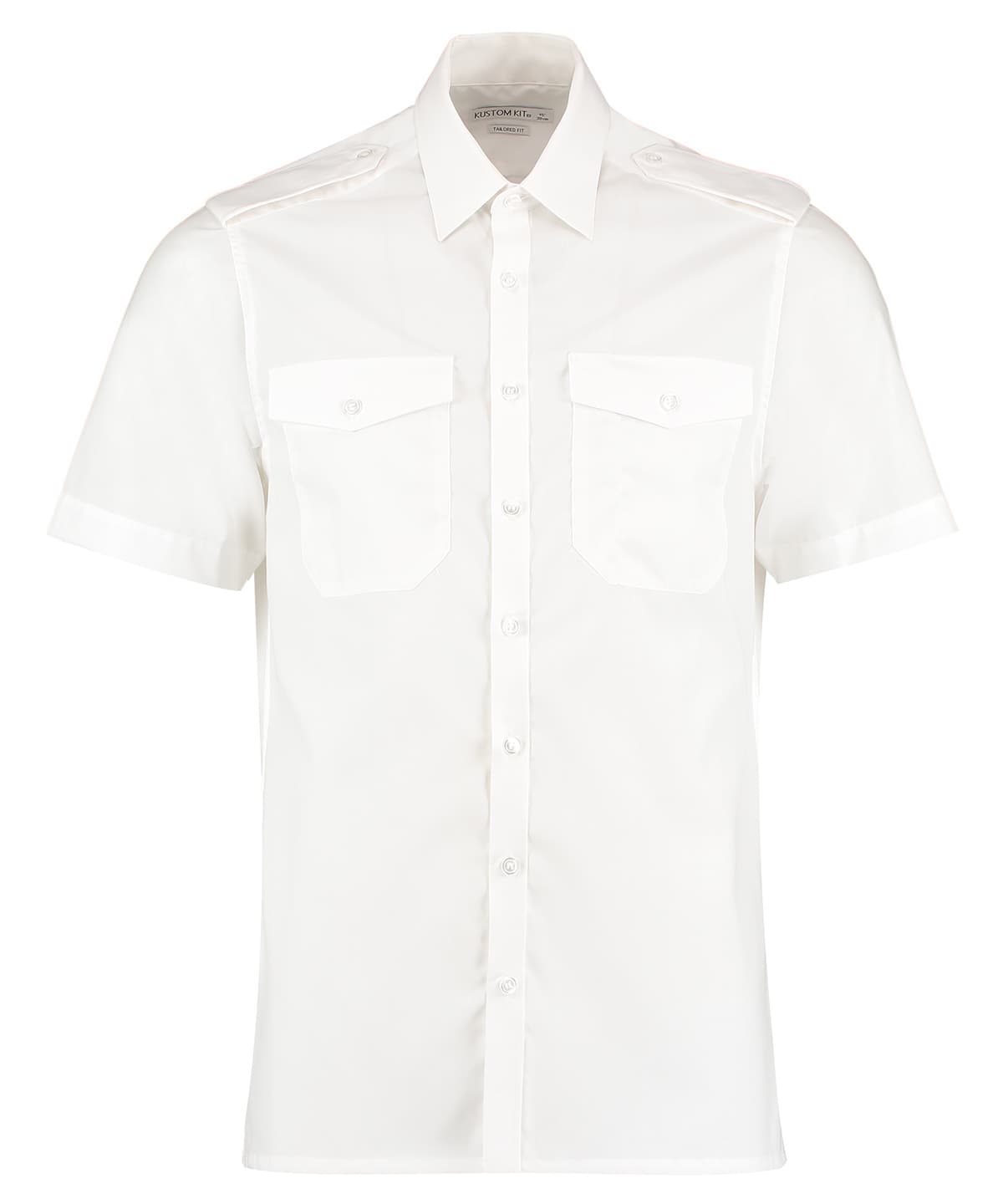 Pilot shirt short-sleeved (tailored fit) — Size 14.5, Colour White