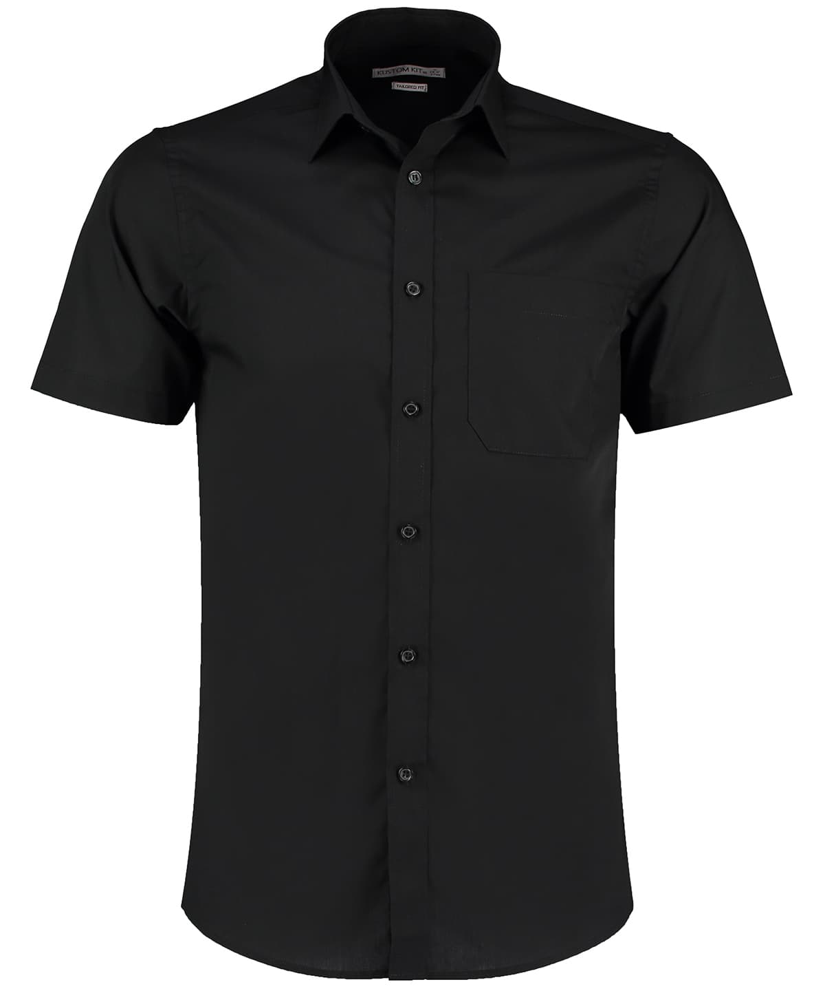 Poplin shirt short-sleeved (tailored fit) — Size 13.5, Colour Black*