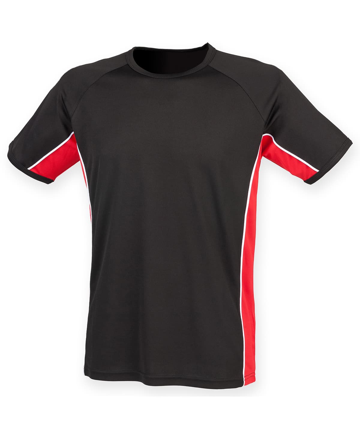 Kids performance panel t-shirt — Size 1112, Colour Black/Red/White