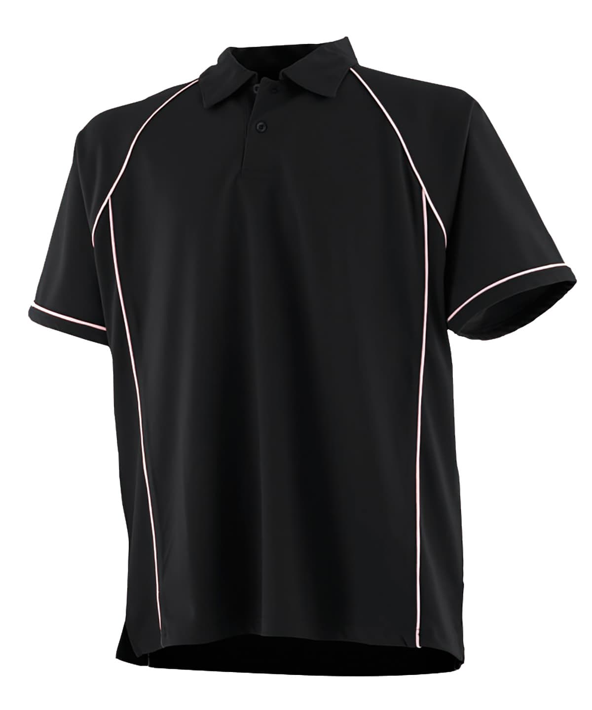 Kids piped performance polo — Size 1112, Colour Black/White†