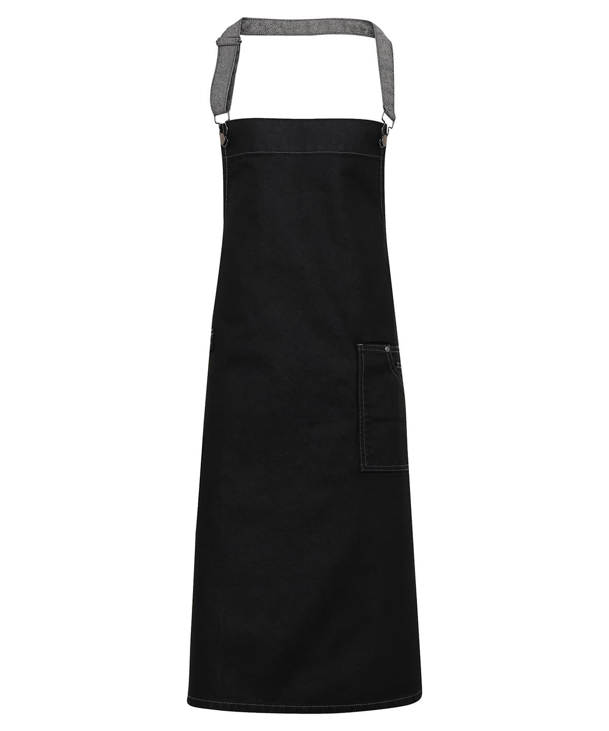 District waxed-look denim bib apron — Size One size, Colour Black Denim