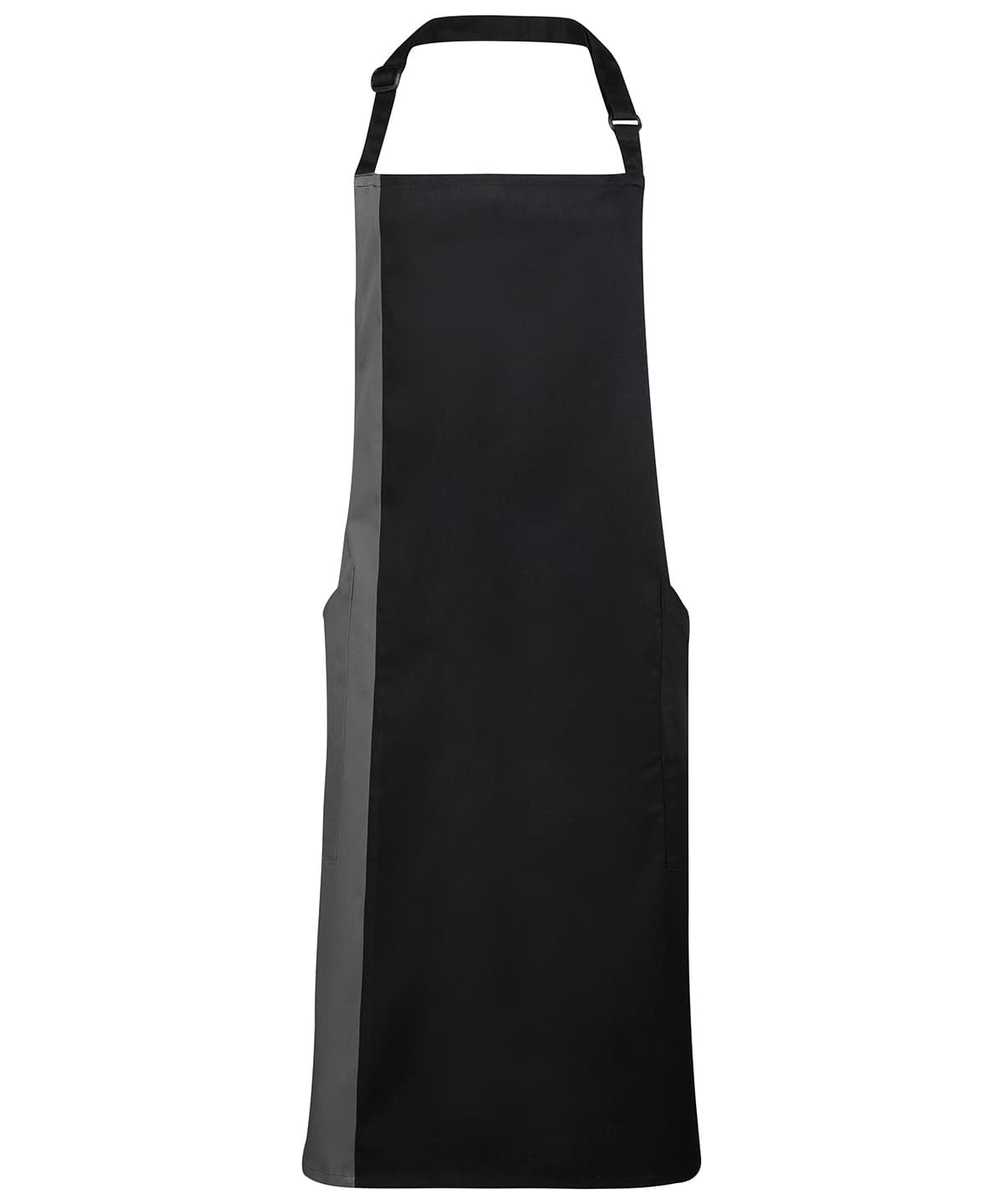 Contrast bib apron — Size One size, Colour Black/Dark Grey