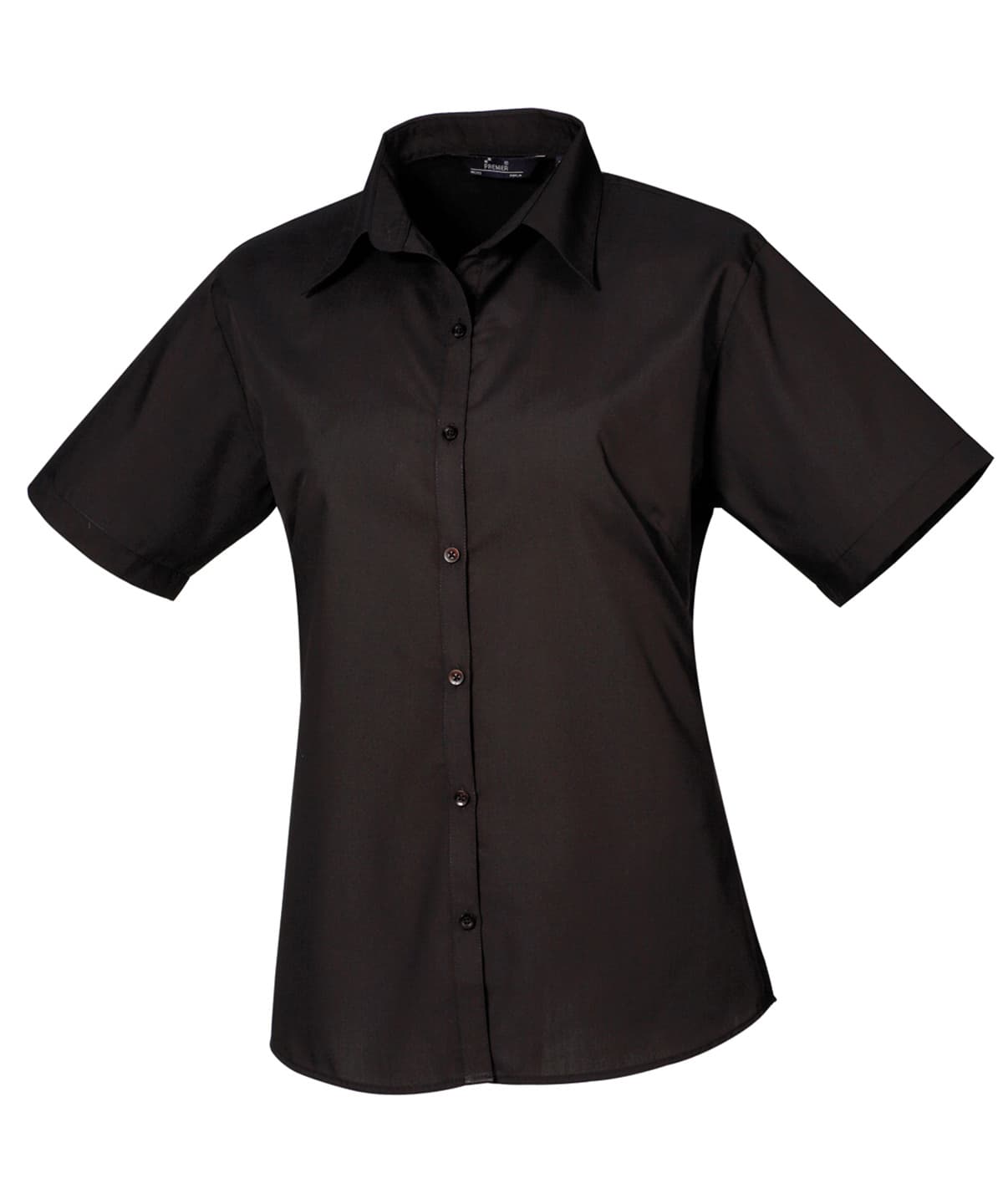 Women's short sleeve poplin blouse — Size 10, Colour Black*