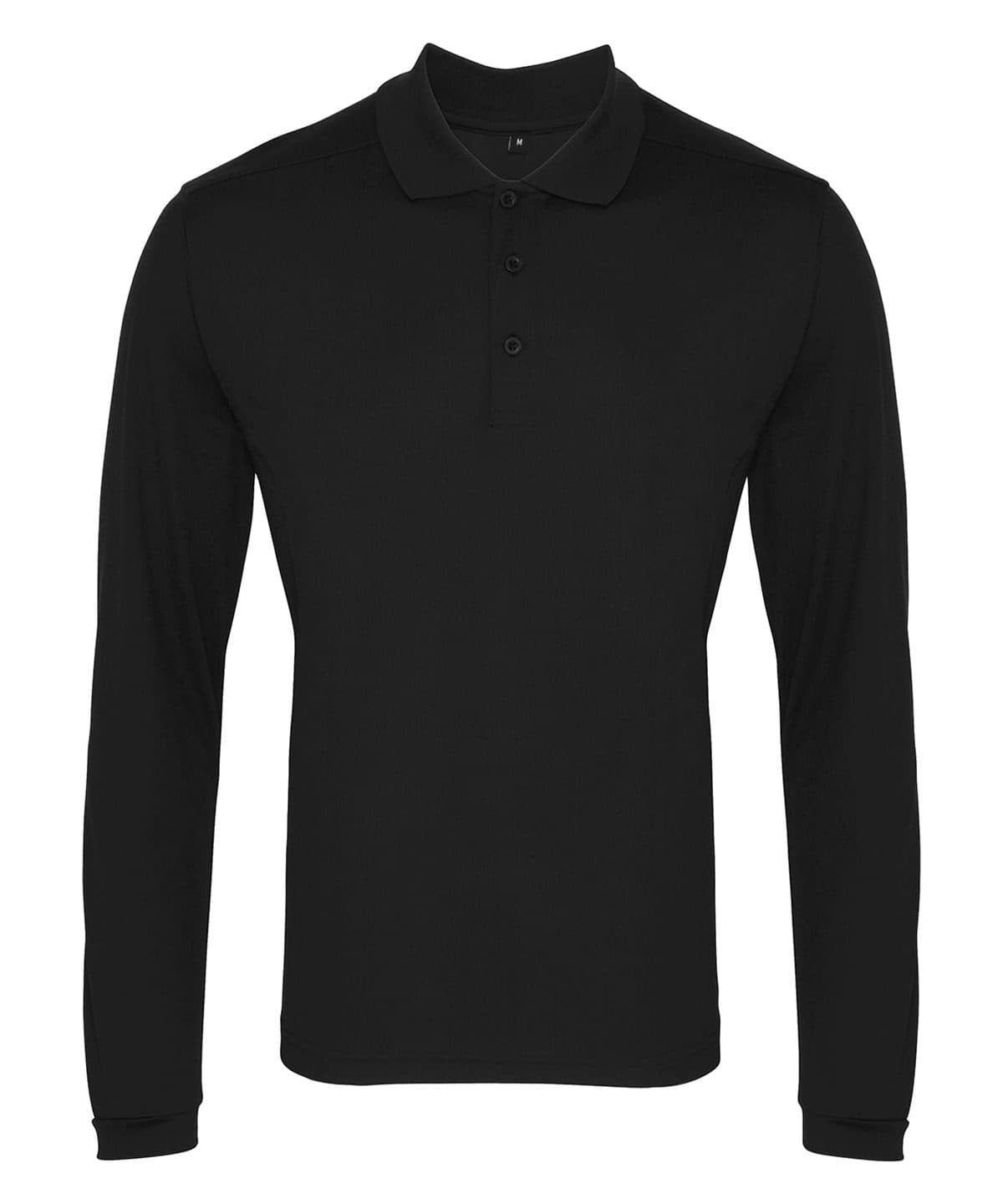 Long sleeve Coolchecker® piqué polo — Size 2XL, Colour Black