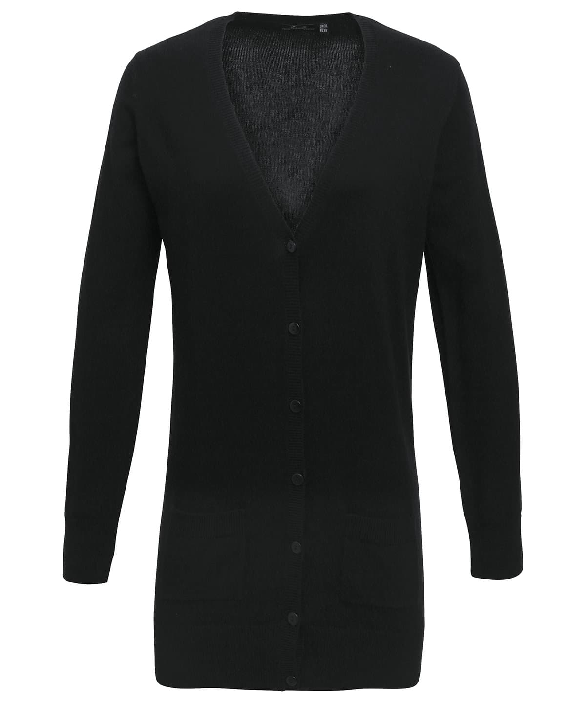 Women's longline knitted cardigan — Size 10, Colour Black