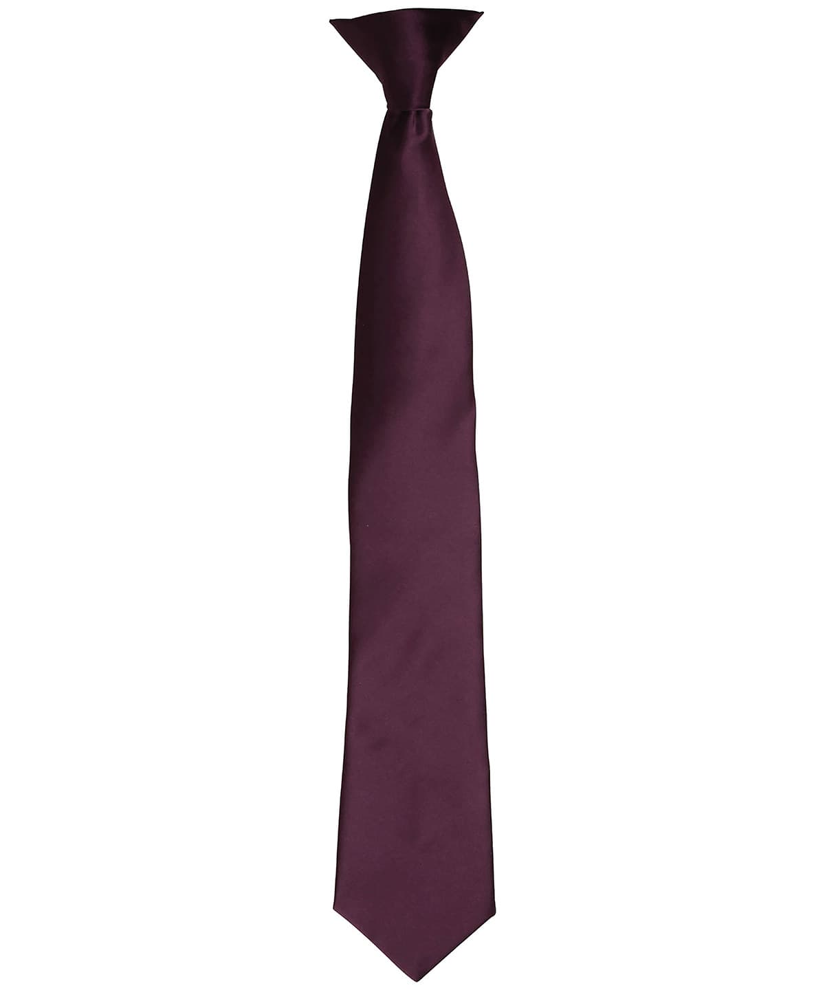 'Colours' satin clip tie — Size One size, Colour Aubergine