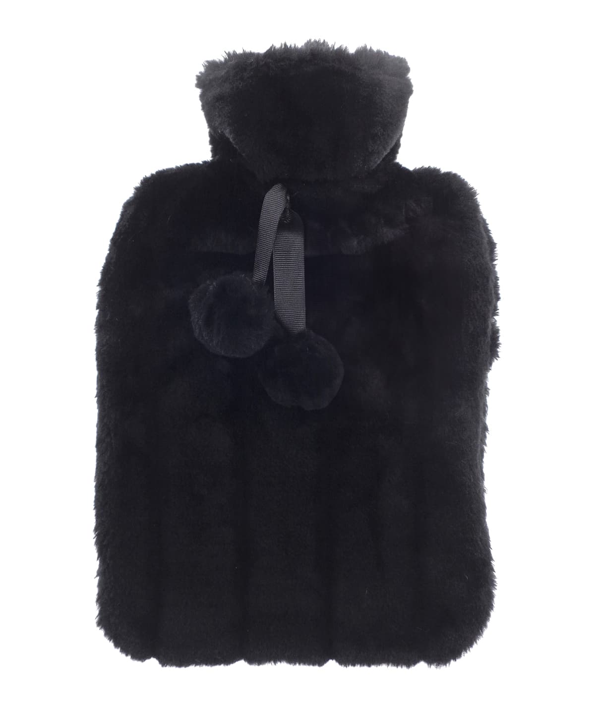Luxury classic faux fur hot water bottle and cover — Size 2L, Colour Black