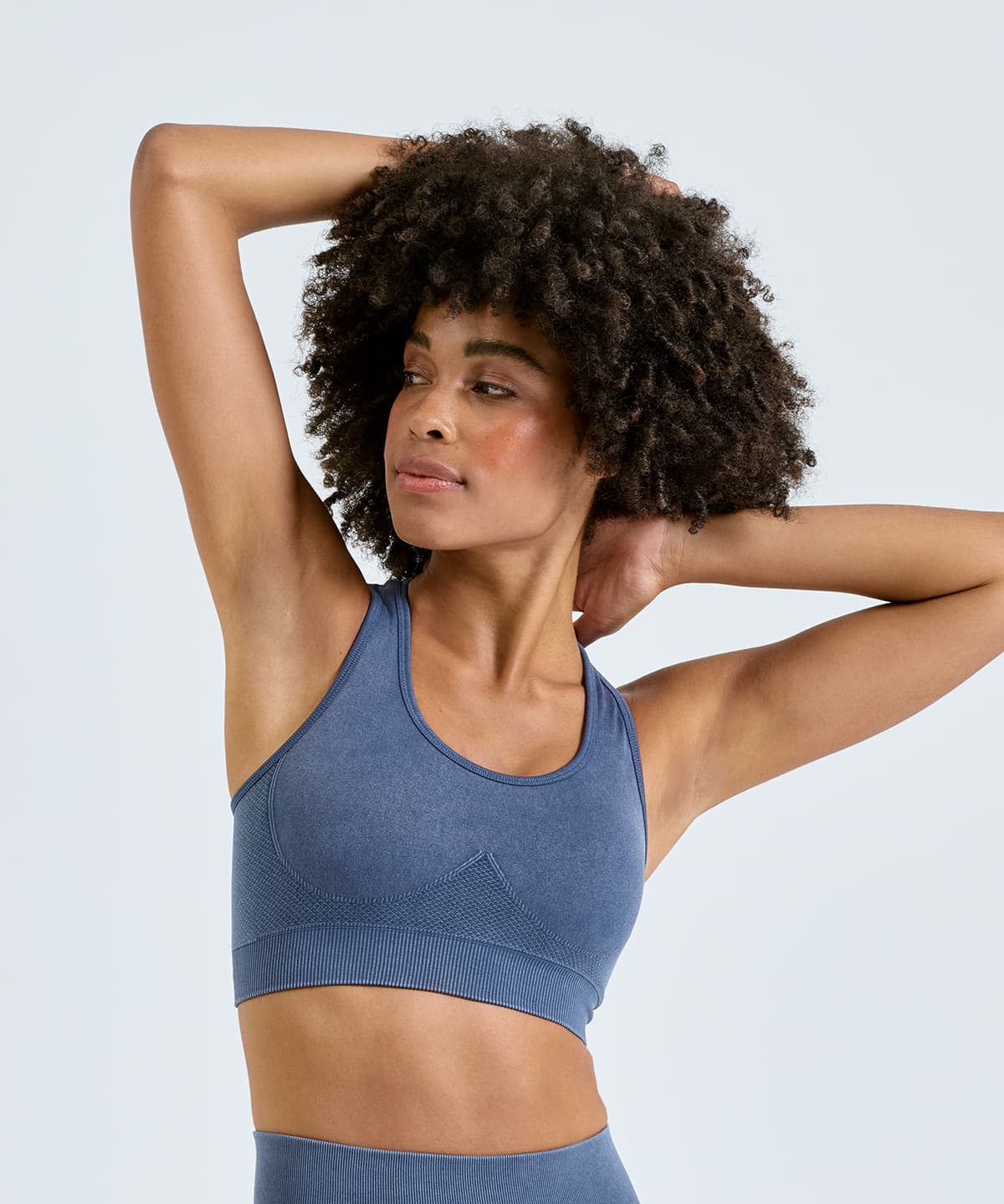 "Tridri® seamless "3D fit" multi-sport sculpt bra top denim"