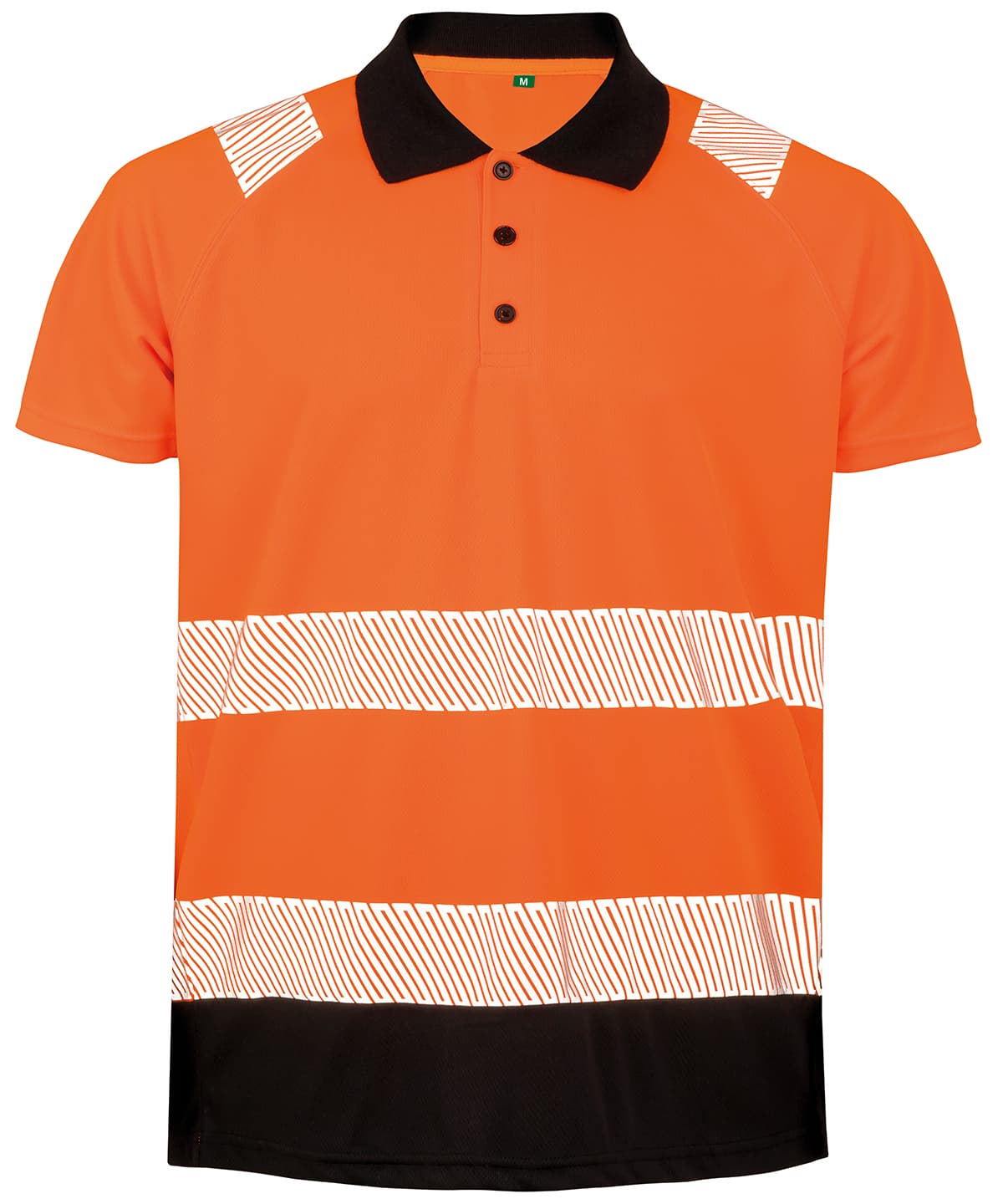 Recycled safety polo — Size 2XL3XL, Colour Fluorescent Orange/Black*