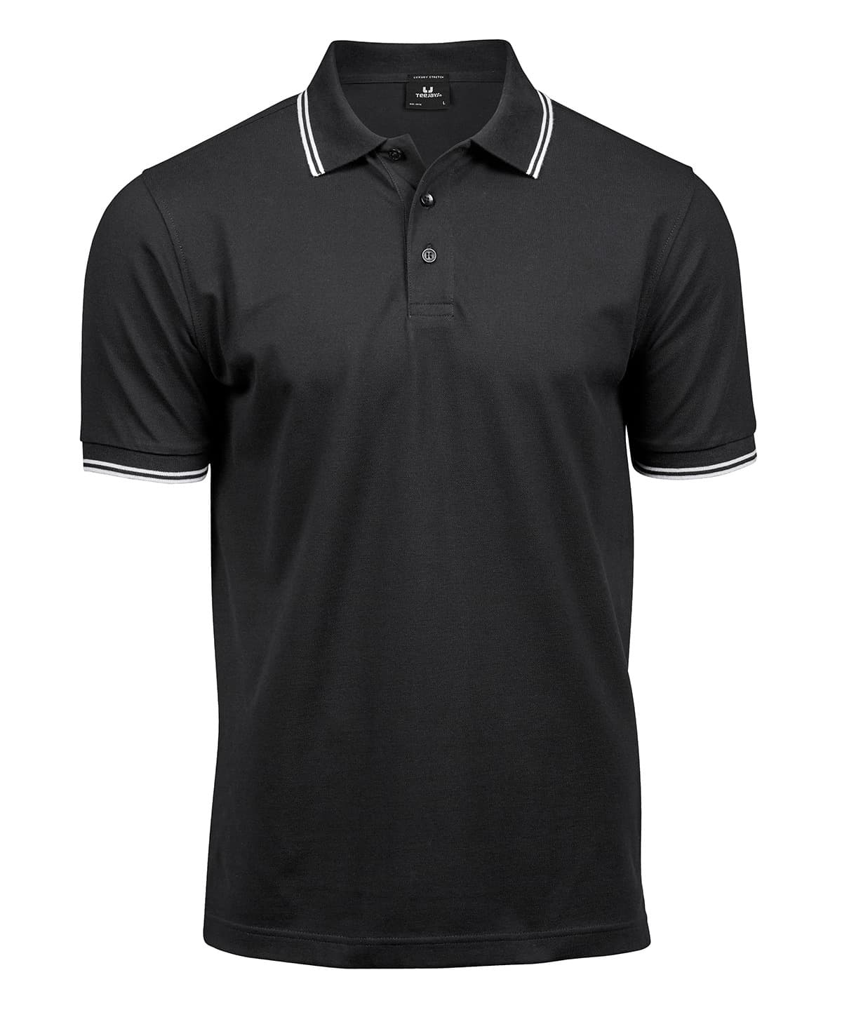 Luxury stripe stretch polo (1407) — Size 2XL, Colour Black/White