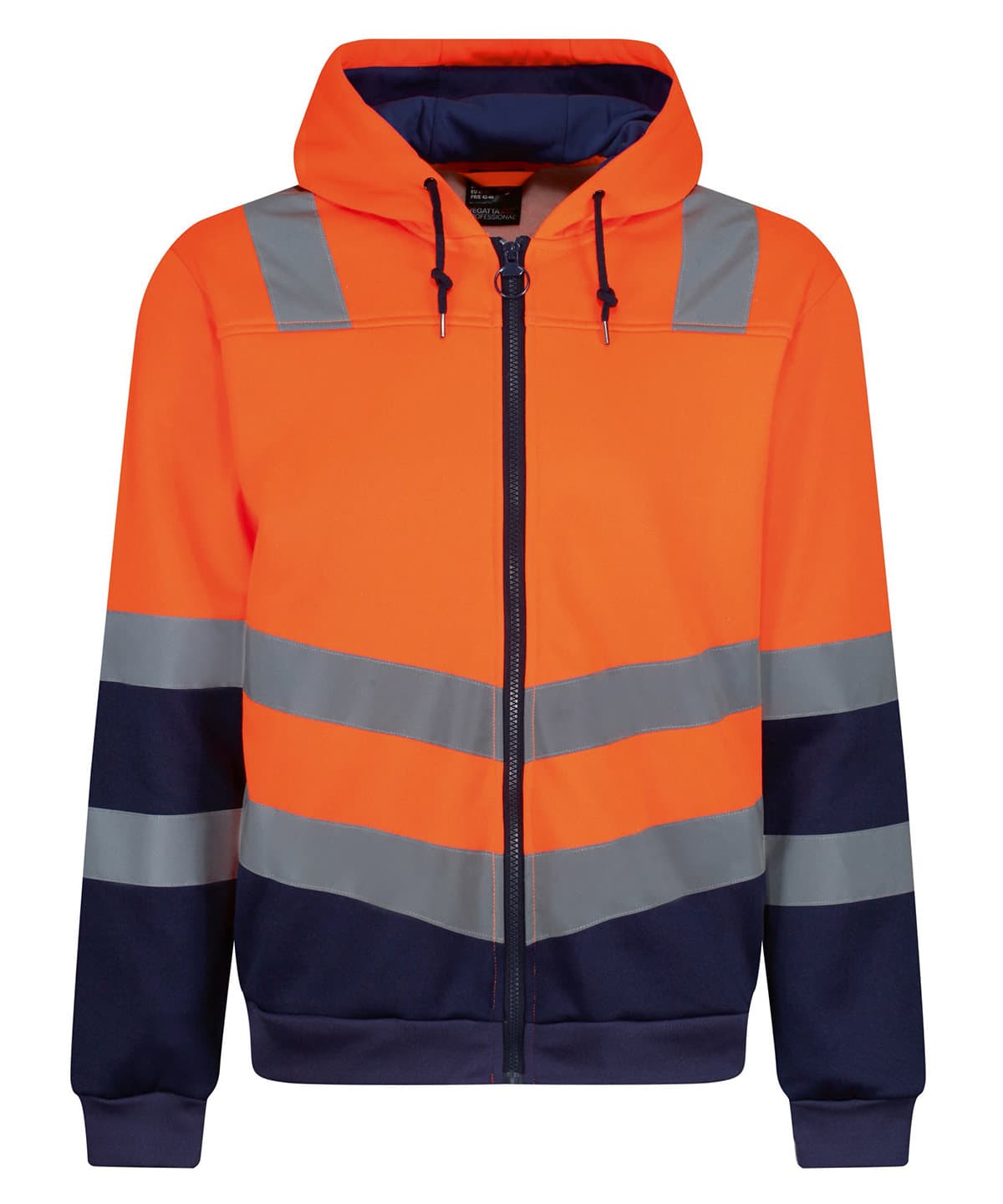Pro hi-vis full zip hoodie — Size 2XL, Colour Orange/Navy