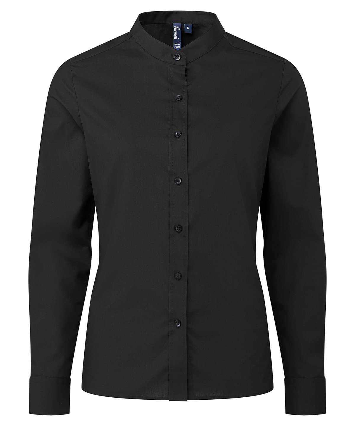 Women's banded collar 'grandad' shirt — Size 2XL, Colour Black