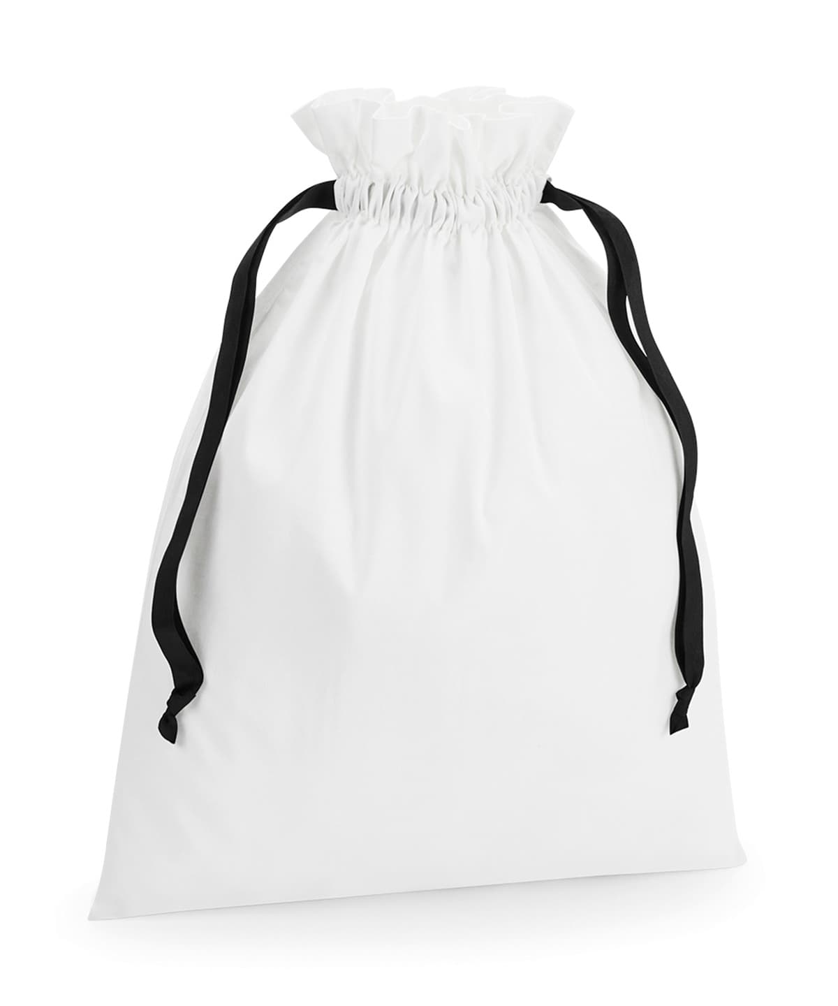 Cotton gift bag with ribbon drawstring — Size L, Colour Soft White/Black