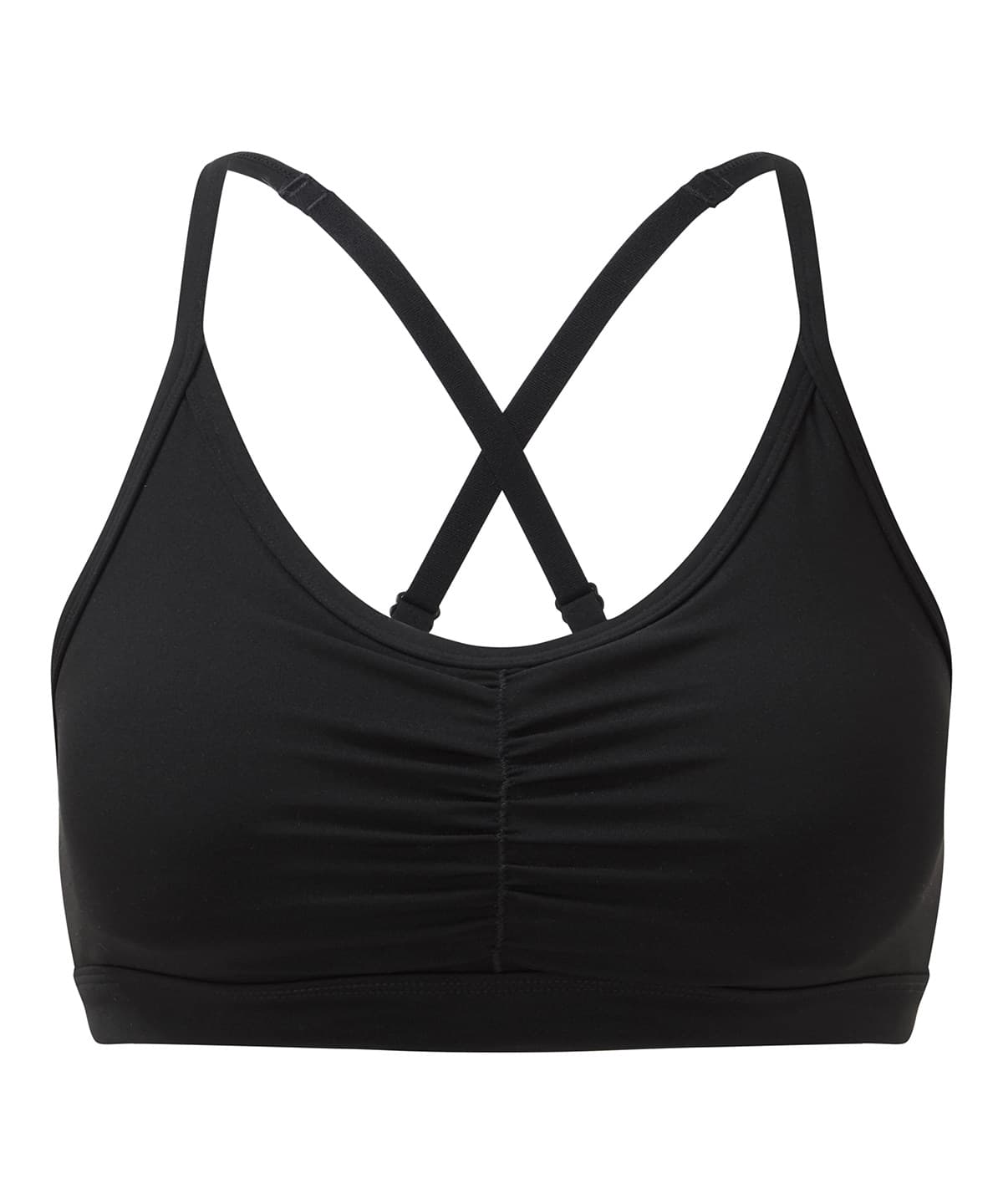 Tridri® ruched sports bra (medium impact) — Size 2XL, Colour Black