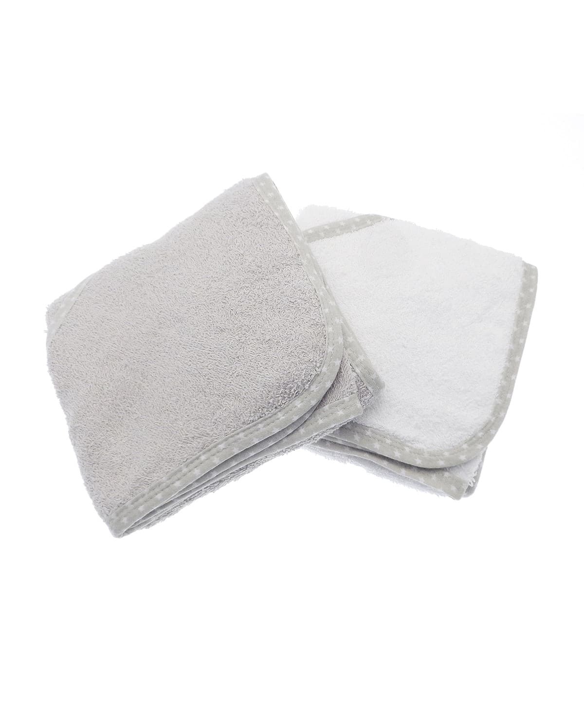 Baby hooded towel (2-pack) — Size One Size, Colour White/Grey